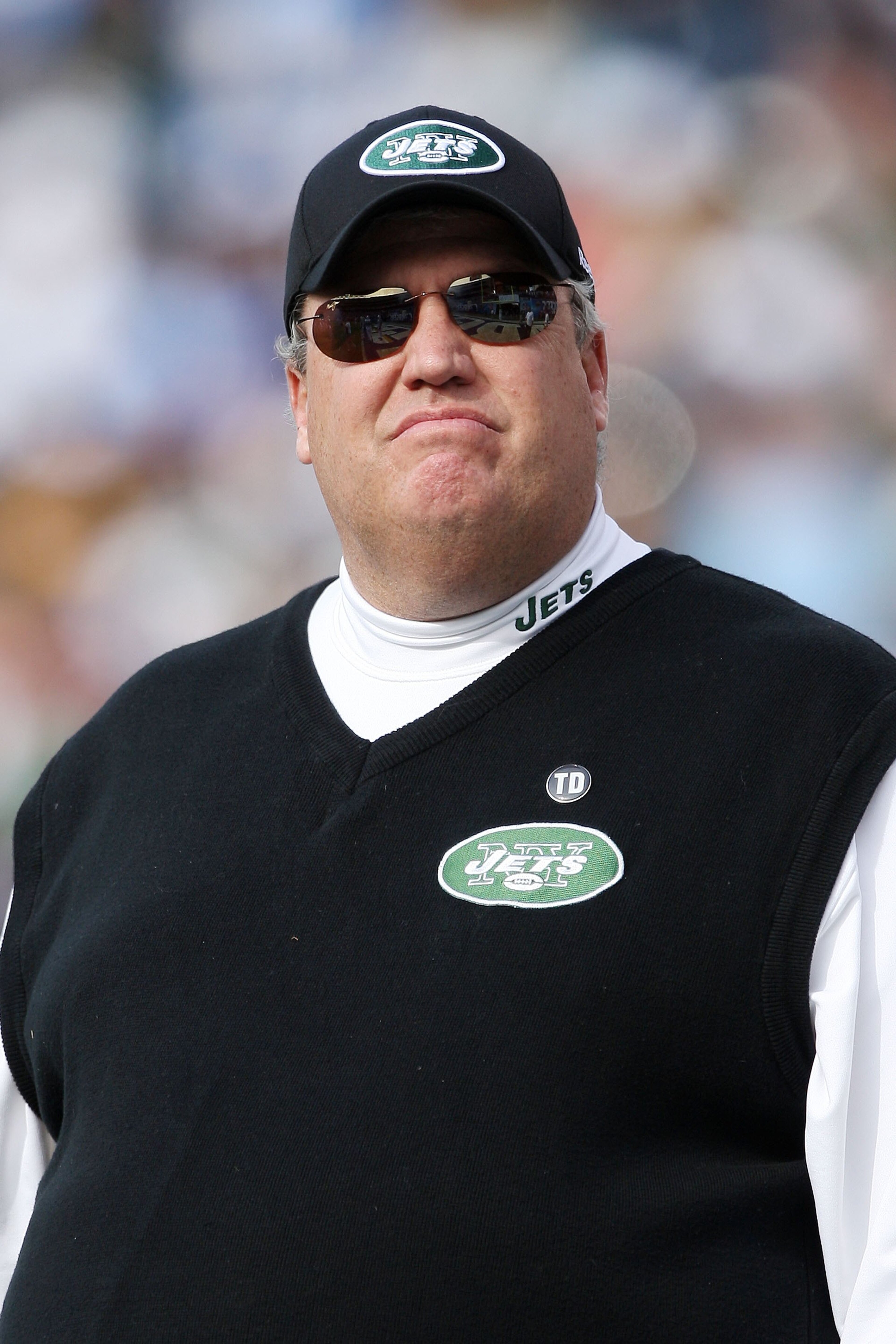 SAN DIEGO - JANUARY 17:  Head coach Rex Ryan of the New York Jets stands on the field during the AFC Divisional Playoff Game against the San Diego Chargers at Qualcomm Stadium on January 17, 2010 in San Diego, California.  (Photo by Donald Miralle/Getty I