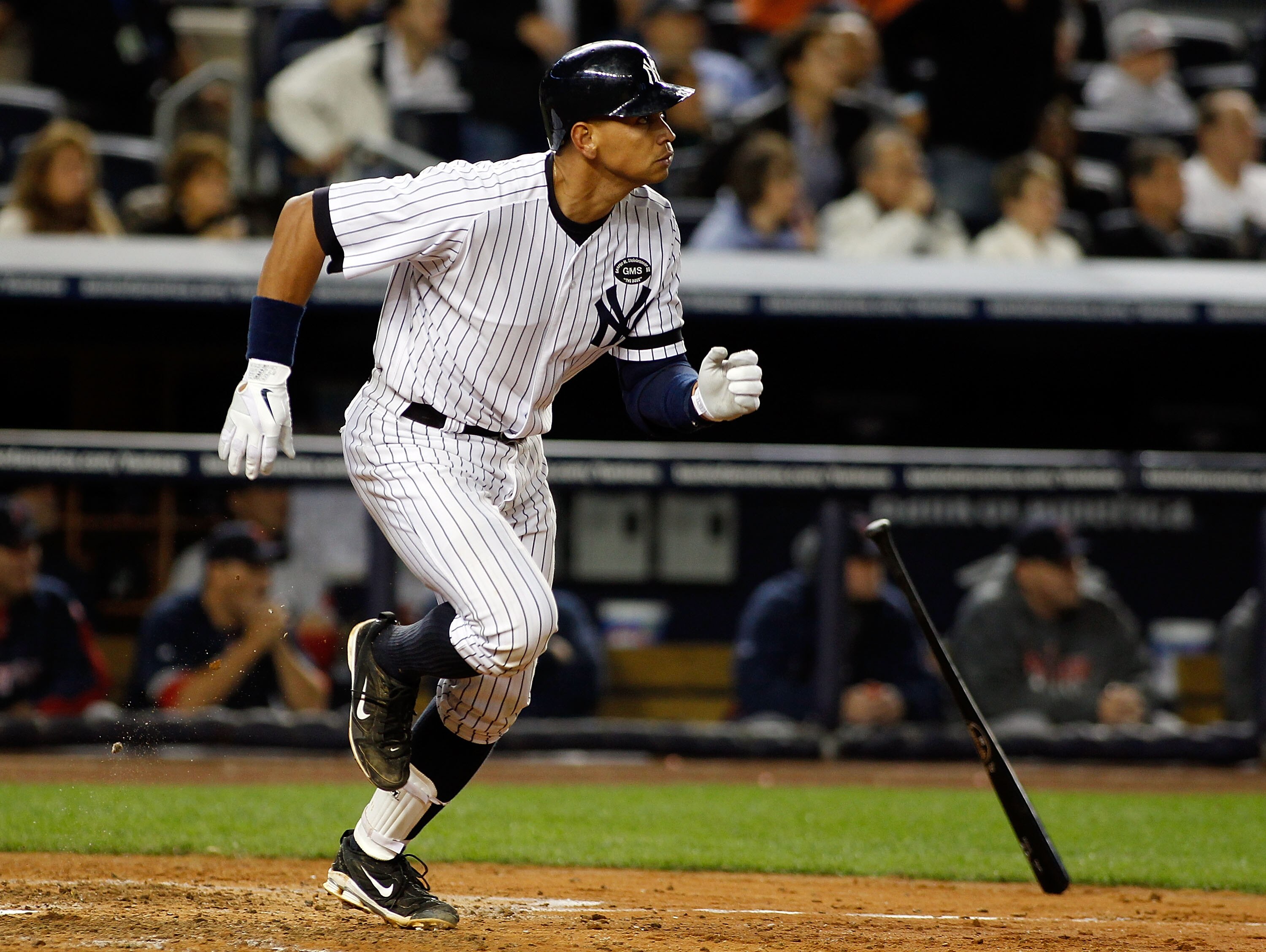NEW YORK - SEPTEMBER 26:  Alex Rodriguez #13 of the New York Yankees hits a two run homerun in the seventh-inning against the Boston Red Sox on September 26, 2010 at Yankee Stadium in the Bronx borough of New York City.  (Photo by Mike Stobe/Getty Images)