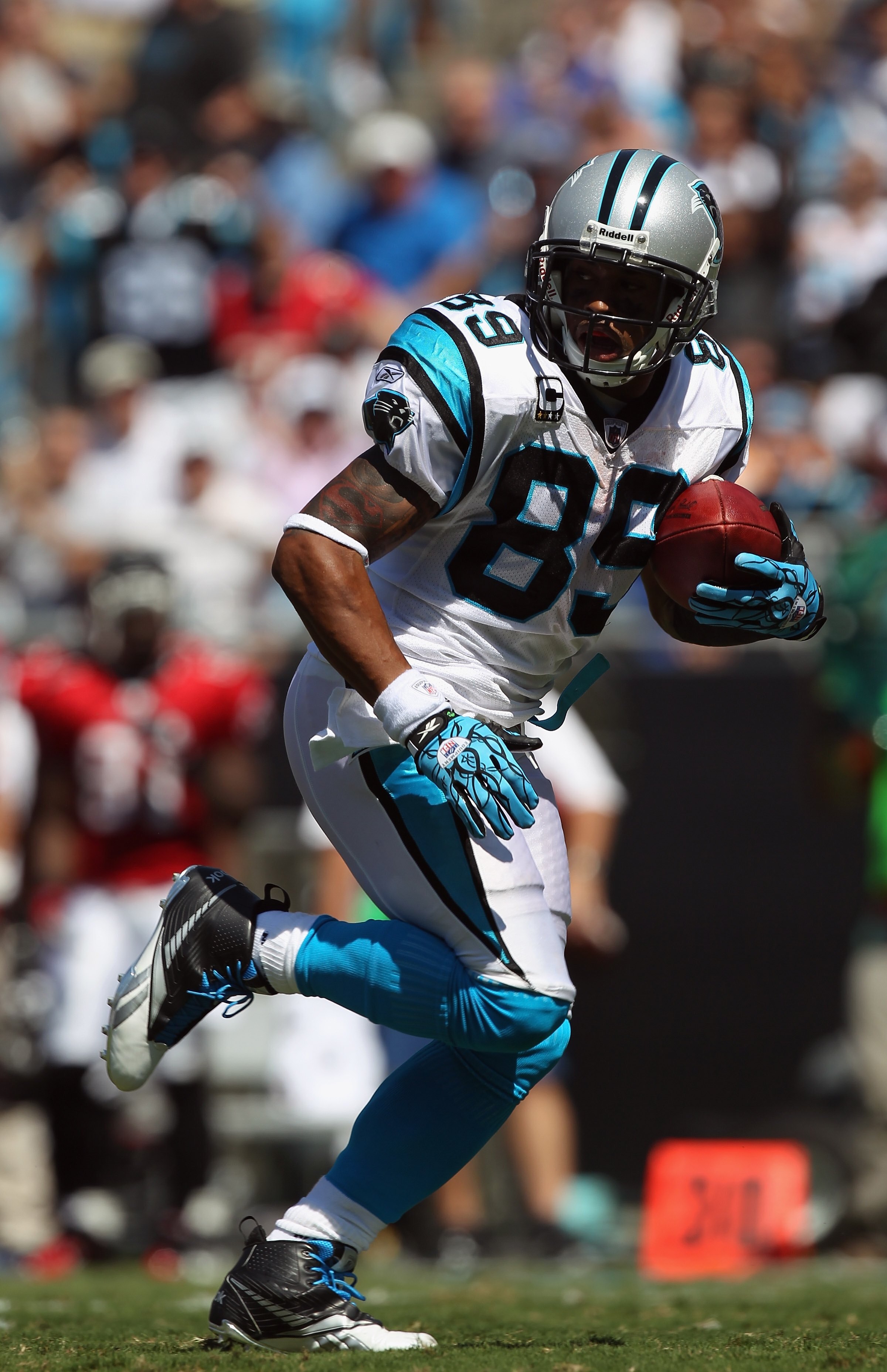 CHARLOTTE, NC - SEPTEMBER 19:  Steve Smith #89 of the Carolina Panthers during their game at Bank of America Stadium on September 19, 2010 in Charlotte, North Carolina.  (Photo by Streeter Lecka/Getty Images)