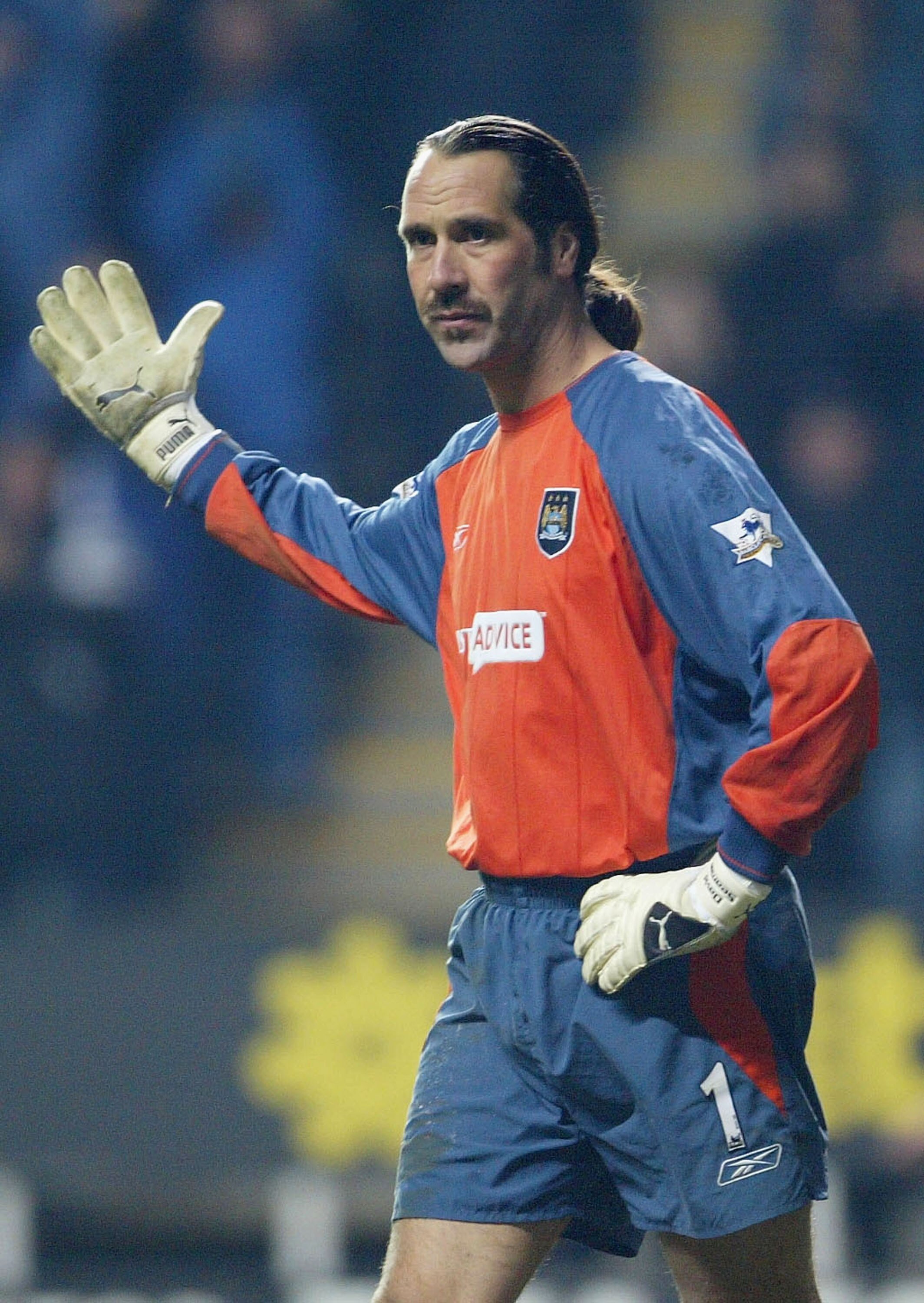 NEWCASTLE, ENGLAND - NOVEMBER 22:  David Seaman of Man City after the third goal during the Barclaycard Premiership match between Newcastle United and Manchester City at St. James Park on November 22, 2003 in Newcastle, England.  (Photo by Laurence Griffi