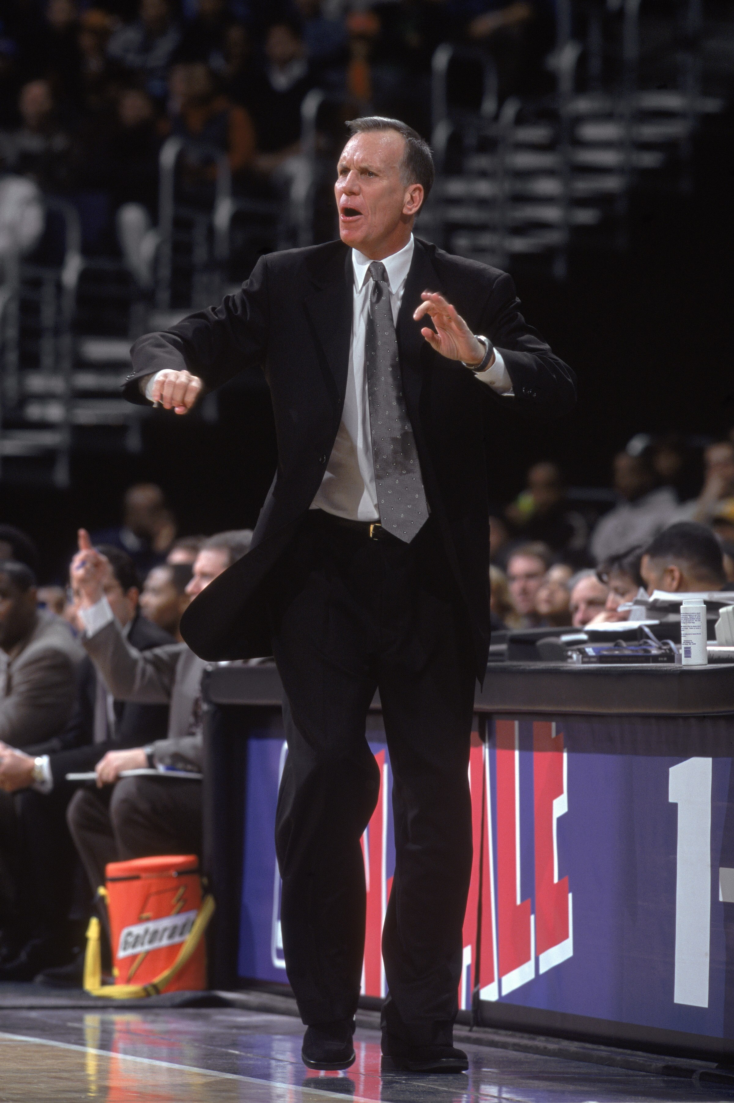 22 Jan 2002:  Head coach Doug Collins of the Washington Wizards watches the NBA game against the Philadelphia 76ers at the MCI Center in Washington, DC. The 76ers defeated the Wizards 91-84.    NOTE TO USER:  User expressly acknowledges and agrees that, b
