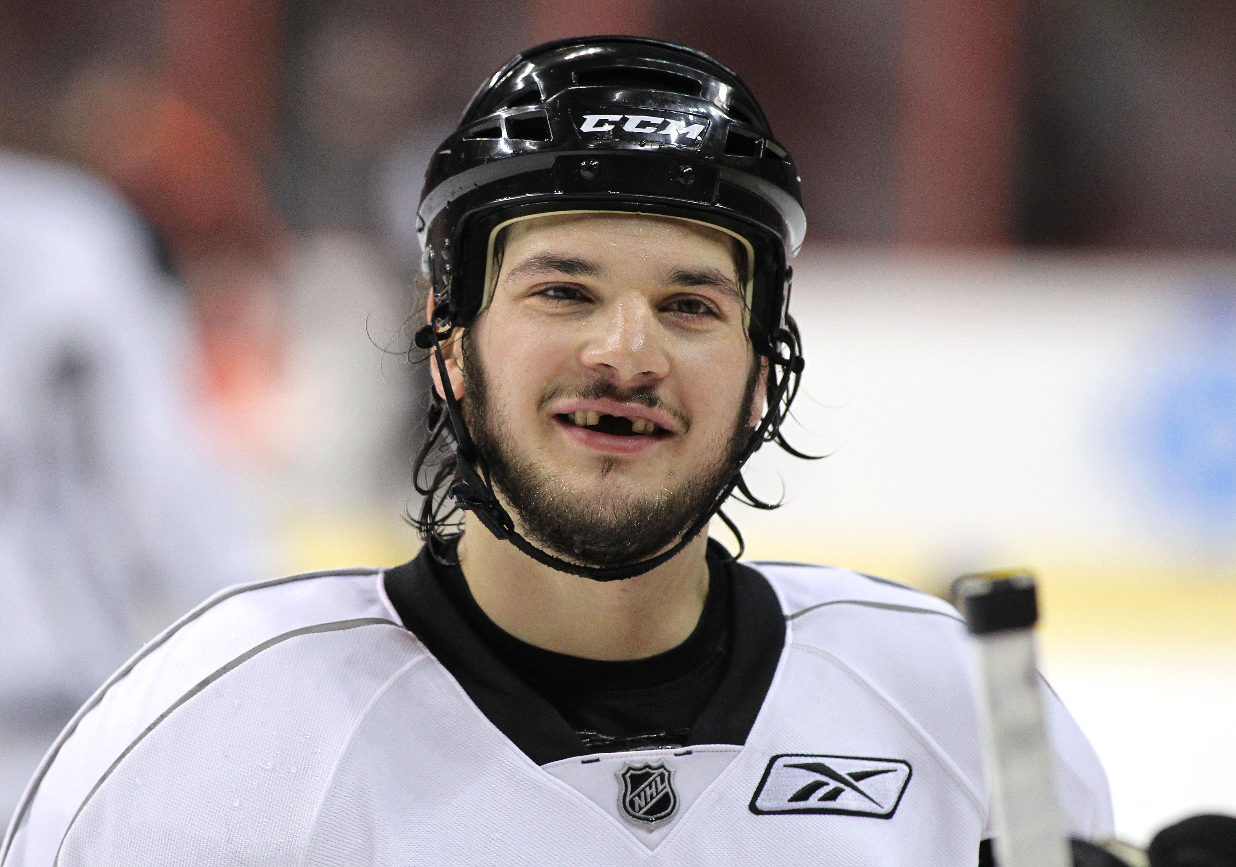 PHILADELPHIA - JUNE 8: Daniel Carcillo #13 of the Philadelphia Flyers smiles during practice for the 2010 NHL Stanley Cup Final at Wachovia Center on June 8, 2010 in Philadelphia, Pennsylvania.  (Photo by Andre Ringuette/Getty Images)