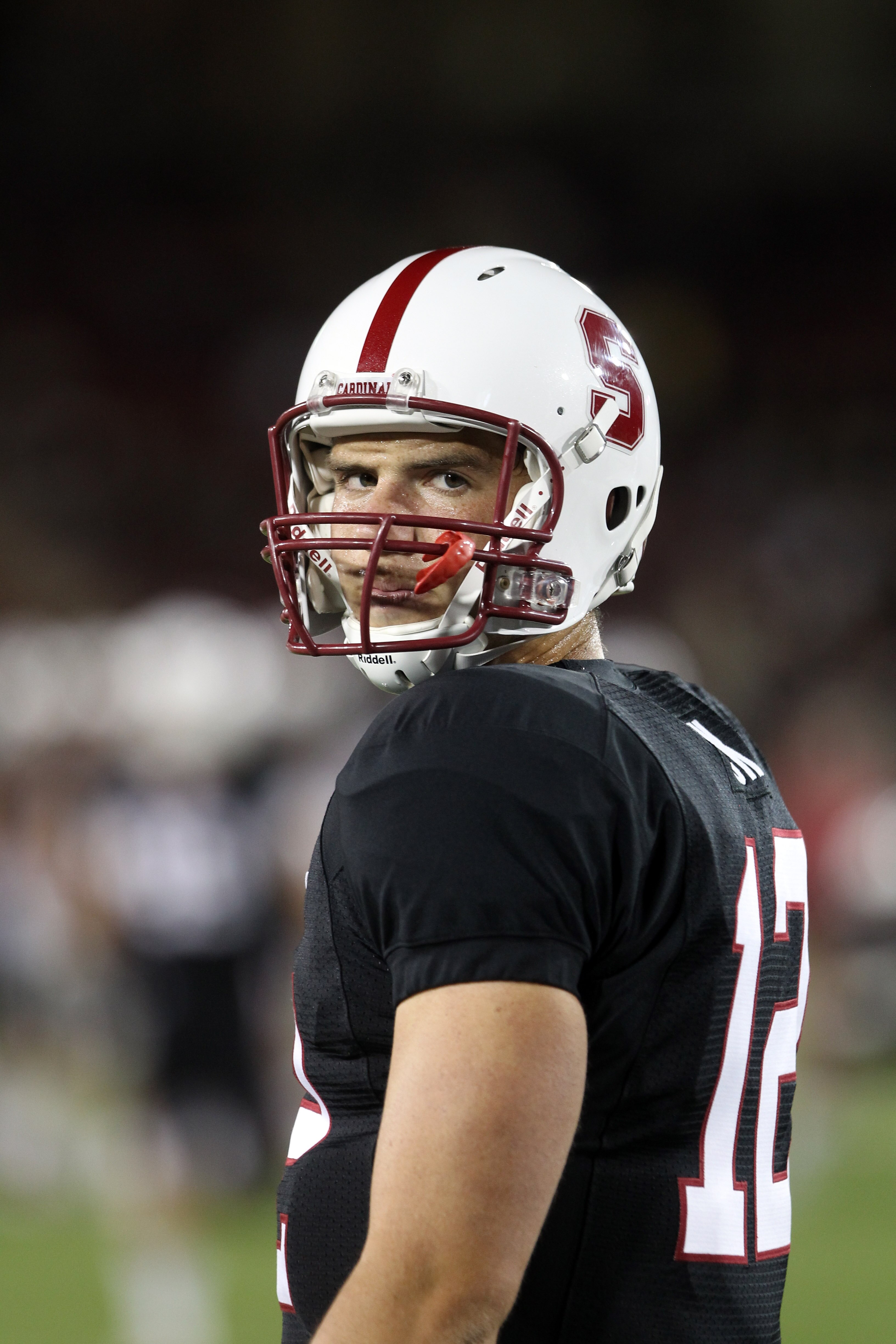 PALO ALTO, CA - SEPTEMBER 18:  Andrew Luck #12 of the Stanford Cardinal warms up before their game against the Wake Forest Demon Deacons at Stanford Stadium on September 18, 2010 in Palo Alto, California.  (Photo by Ezra Shaw/Getty Images)
