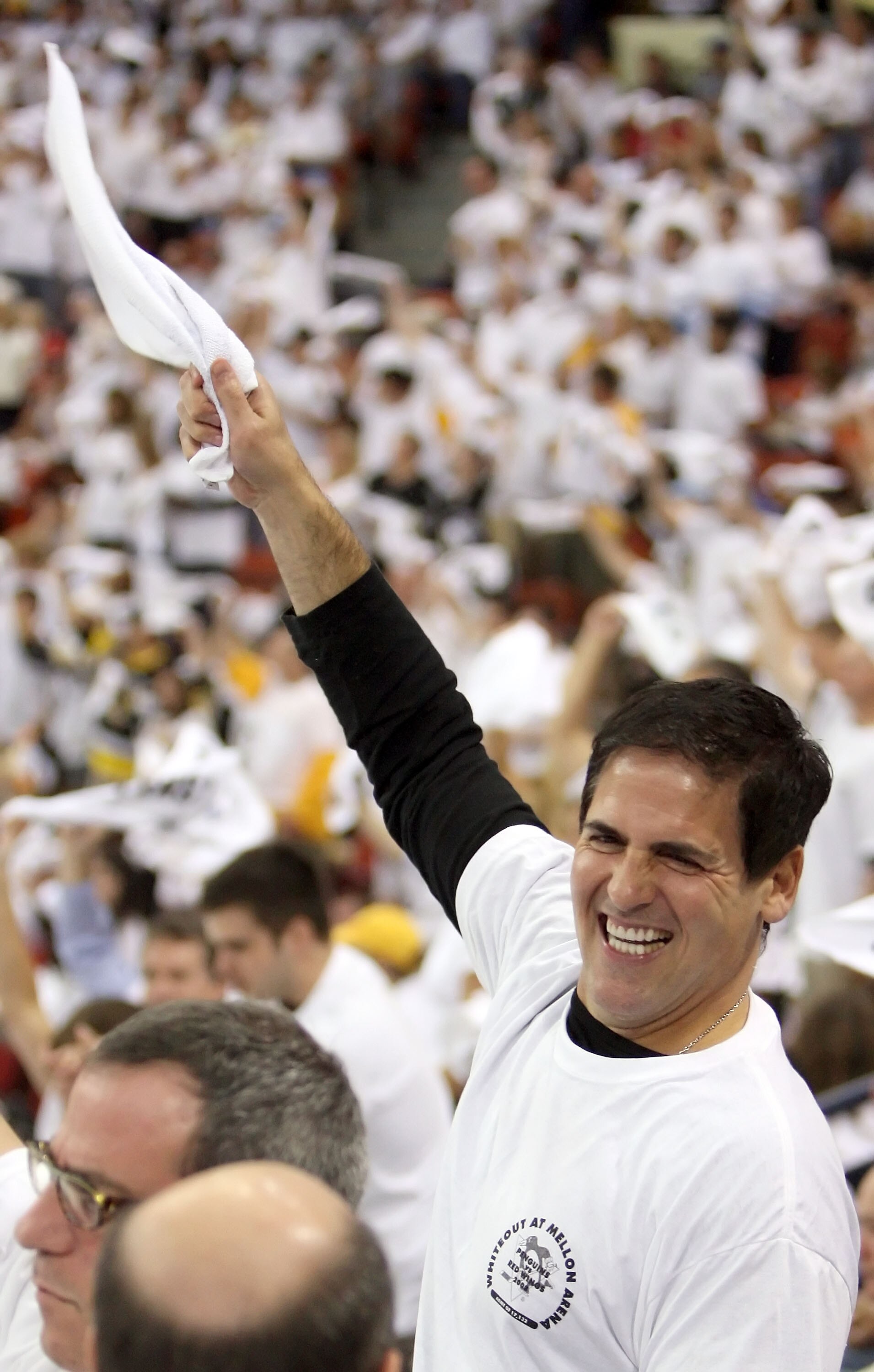 PITTSBURGH - MAY 31:  Mark Cuban, owner of the Dallas Mavericks cheers for the Detroit Red Wings during game four of the 2008 NHL Stanley Cup Finals against the Pittsburgh Penguins at Mellon Arena on May 31, 2008 in Pittsburgh. Pennsylvania.  (Photo by Ja