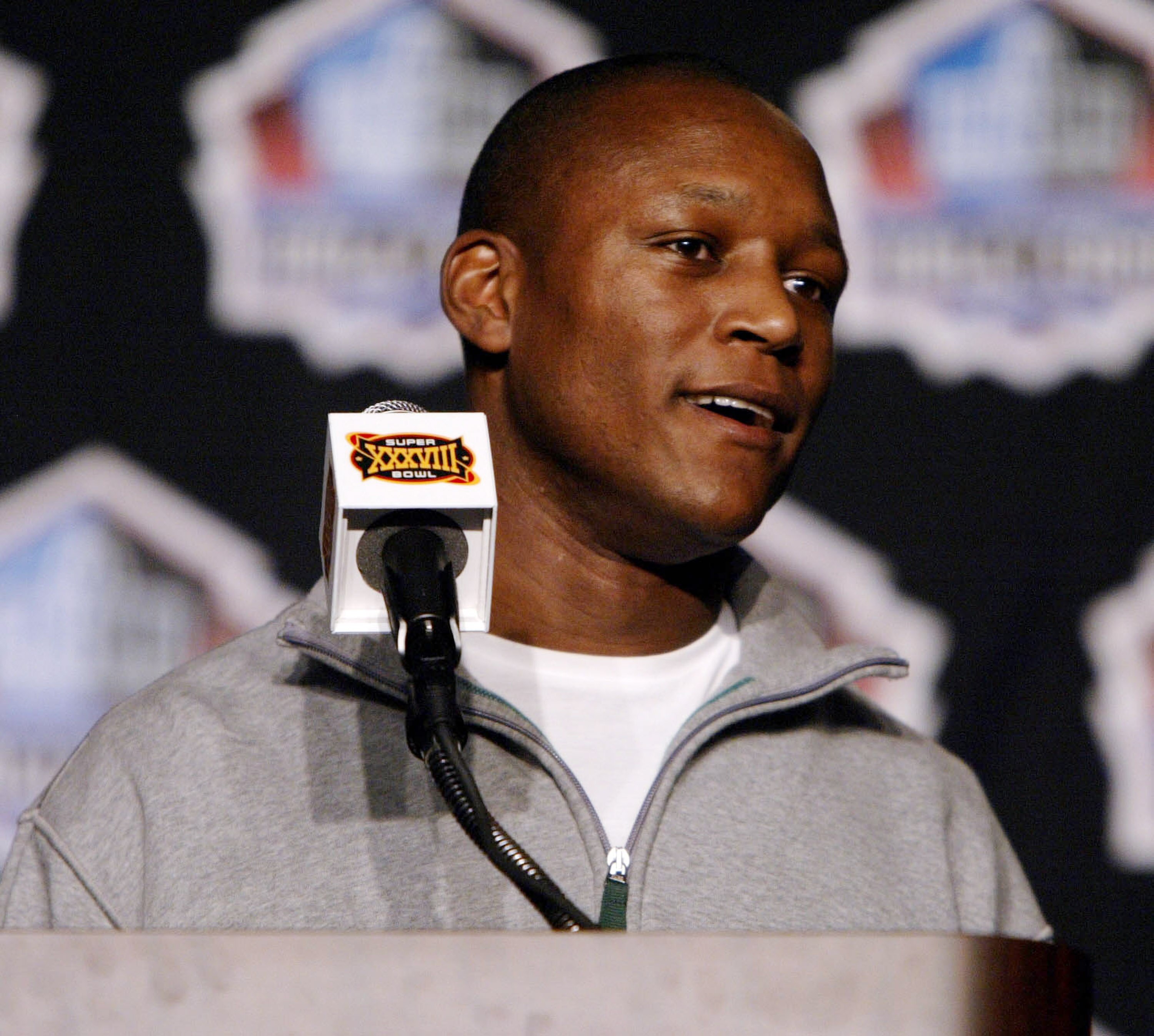 HOUSTON - JANUARY 31:  Barry Sanders is selected into the Pro Football Hall Of Fame during a press conference on January 31, 2004 at the George R. Brown Convention Center in Houston, Texas. (Photo by Jeff Gross/Getty Images)