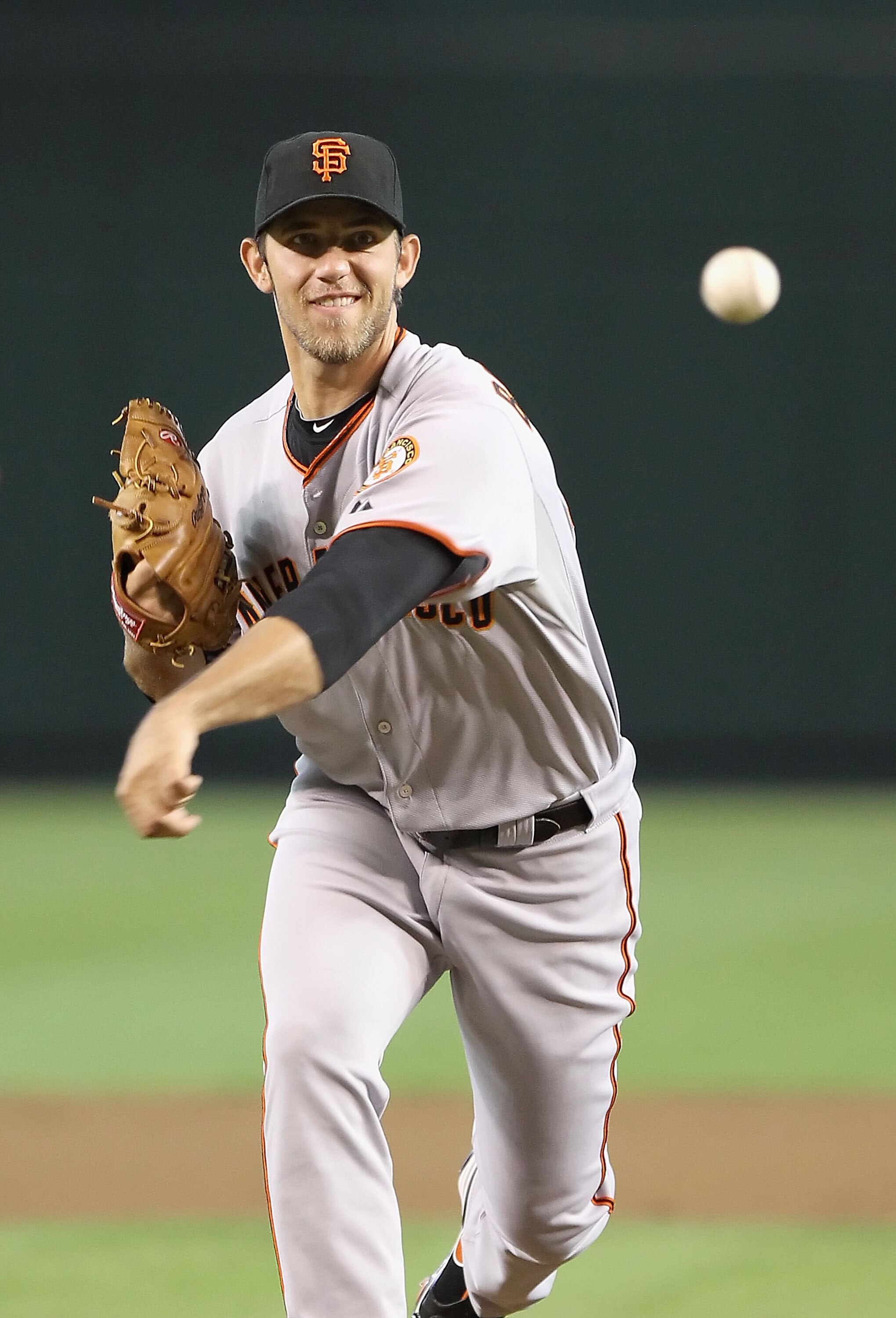 PHOENIX - SEPTEMBER 06:  Starting pitcher Madison Bumgarner #40 of the San Francisco Giants pitches against the Arizona Diamondbacks during the Major League Baseball game at Chase Field on September 6, 2010 in Phoenix, Arizona.  The Giants defeated the Di
