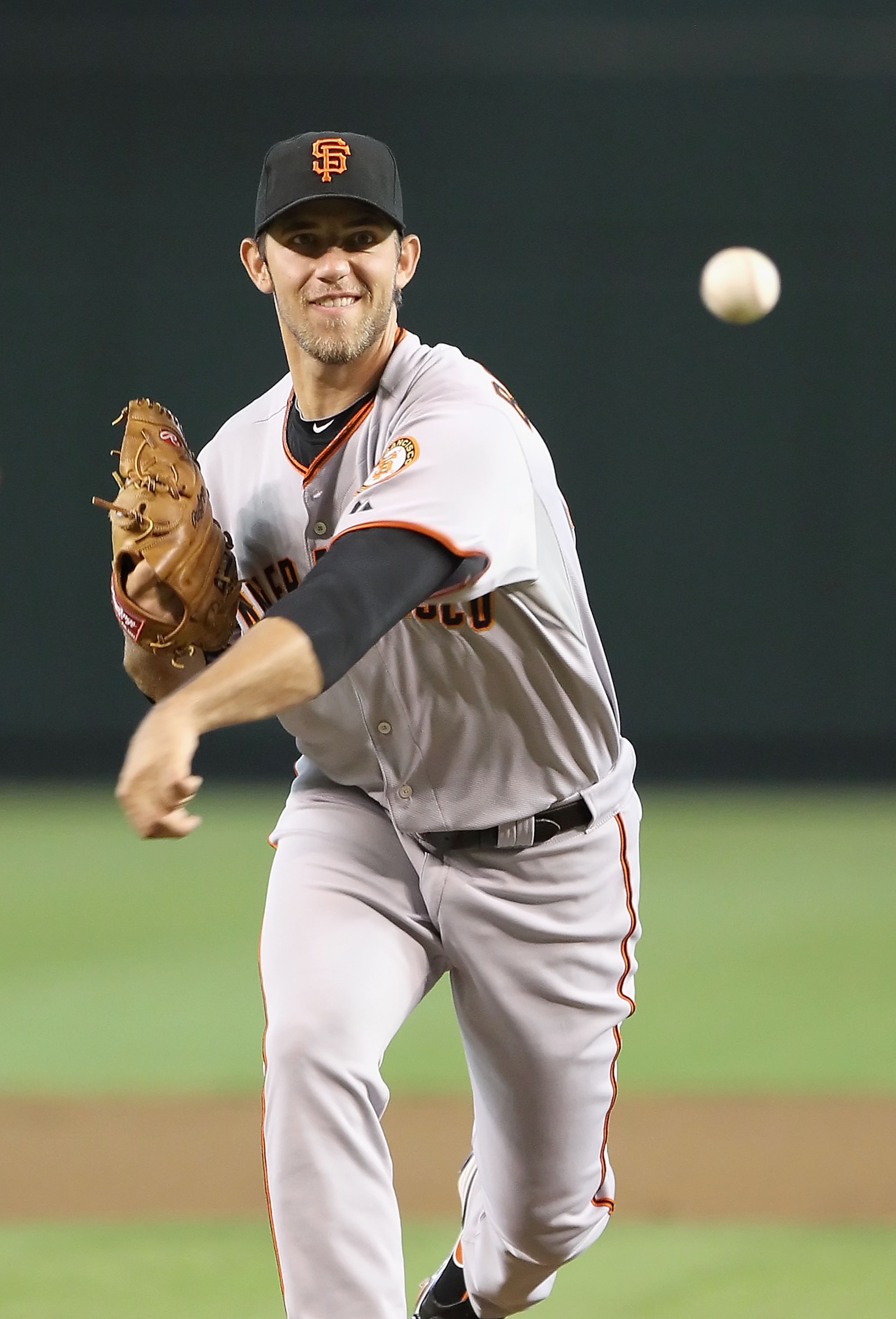 PHOENIX - SEPTEMBER 06:  Starting pitcher Madison Bumgarner #40 of the San Francisco Giants pitches against the Arizona Diamondbacks during the Major League Baseball game at Chase Field on September 6, 2010 in Phoenix, Arizona.  The Giants defeated the Di