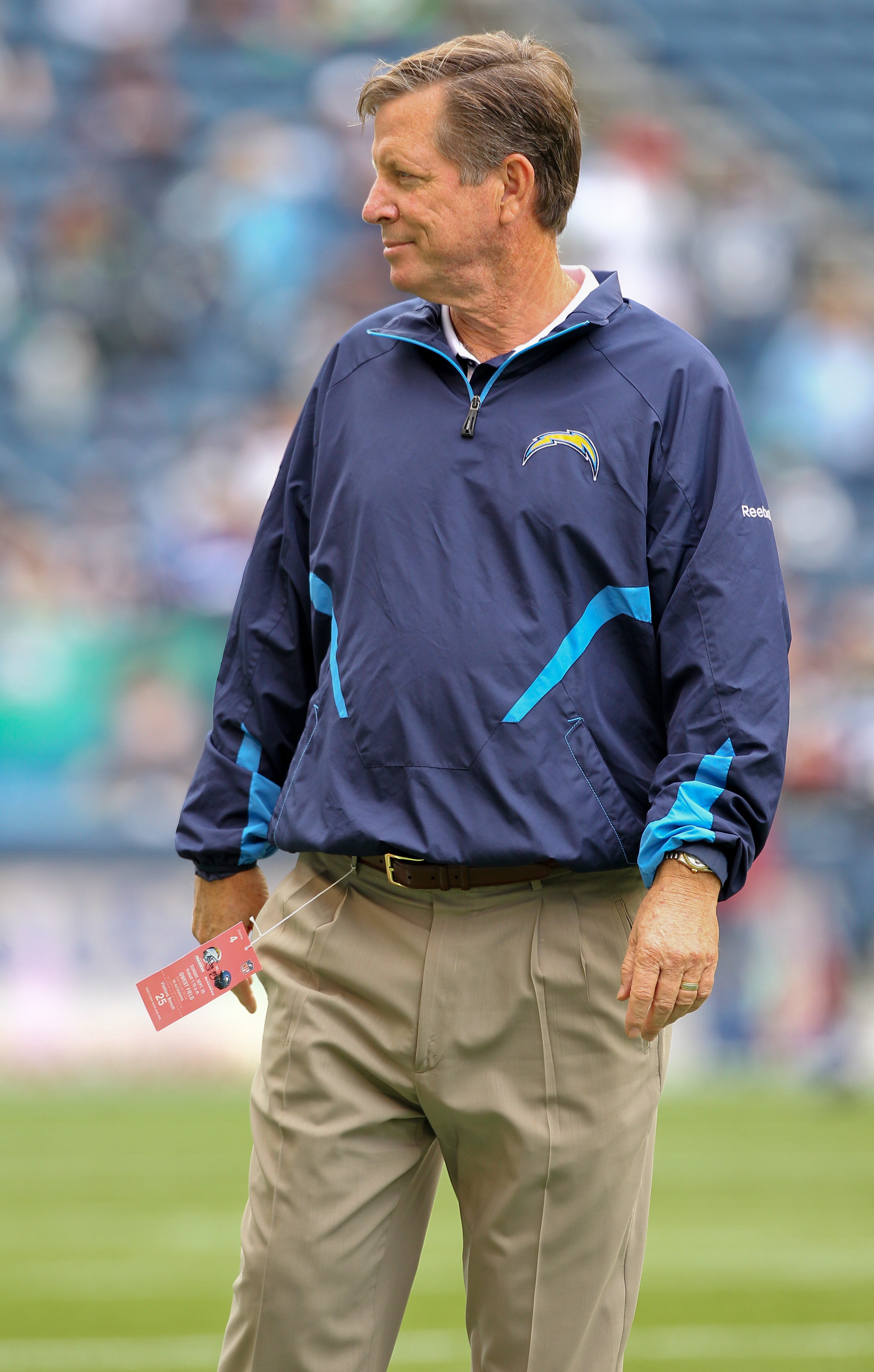 SEATTLE - SEPTEMBER 26:  Head coach Norv Turner of the San Diego Chargers looks on during warmups prior to the game against the Seattle Seahawks at Qwest Field on September 26, 2010 in Seattle, Washington. (Photo by Otto Greule Jr/Getty Images)