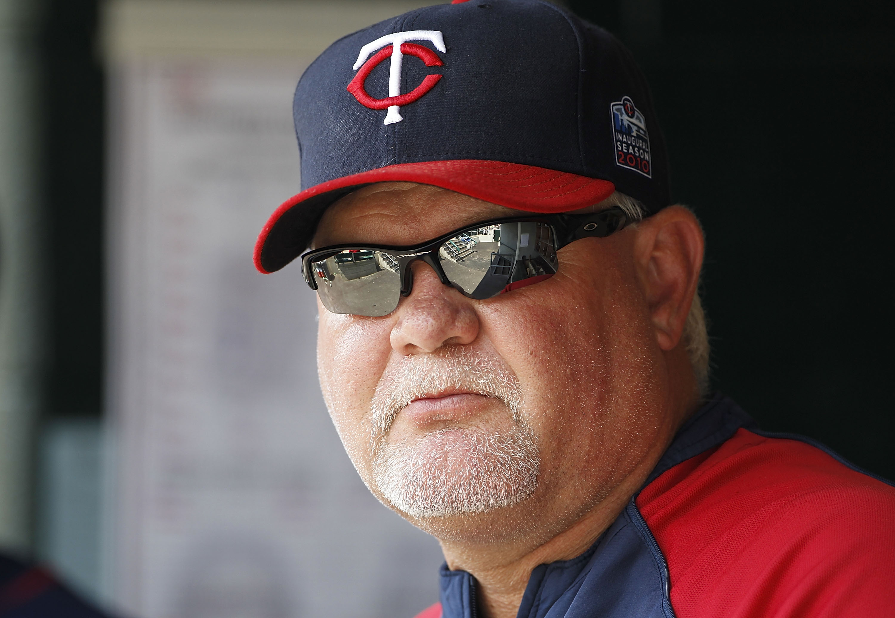 DETROIT - JULY 11: Minnesota Twins manager Ron Gardenhire #35 watches the action from the dugout during the game against the Detroit Tigers on July 11, 2010 at Comerica Park in Detroit, Michigan. The Twins defeated the Tigers 6-3.  (Photo by Leon Halip/Ge