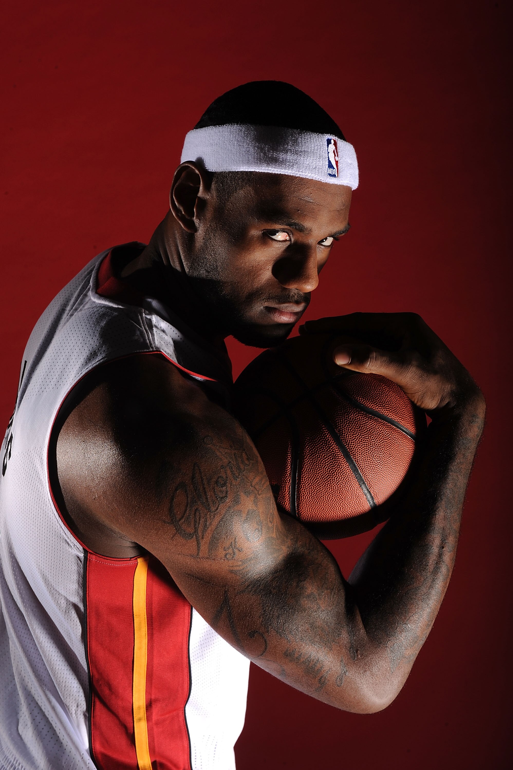 MIAMI - SEPTEMBER 27:  LeBron James #6 of the Miami Heat pose for photos during media day at the Bank United Center on September 27, 2010 in Miami, Florida.  (Photo by Marc Serota/Getty Images)