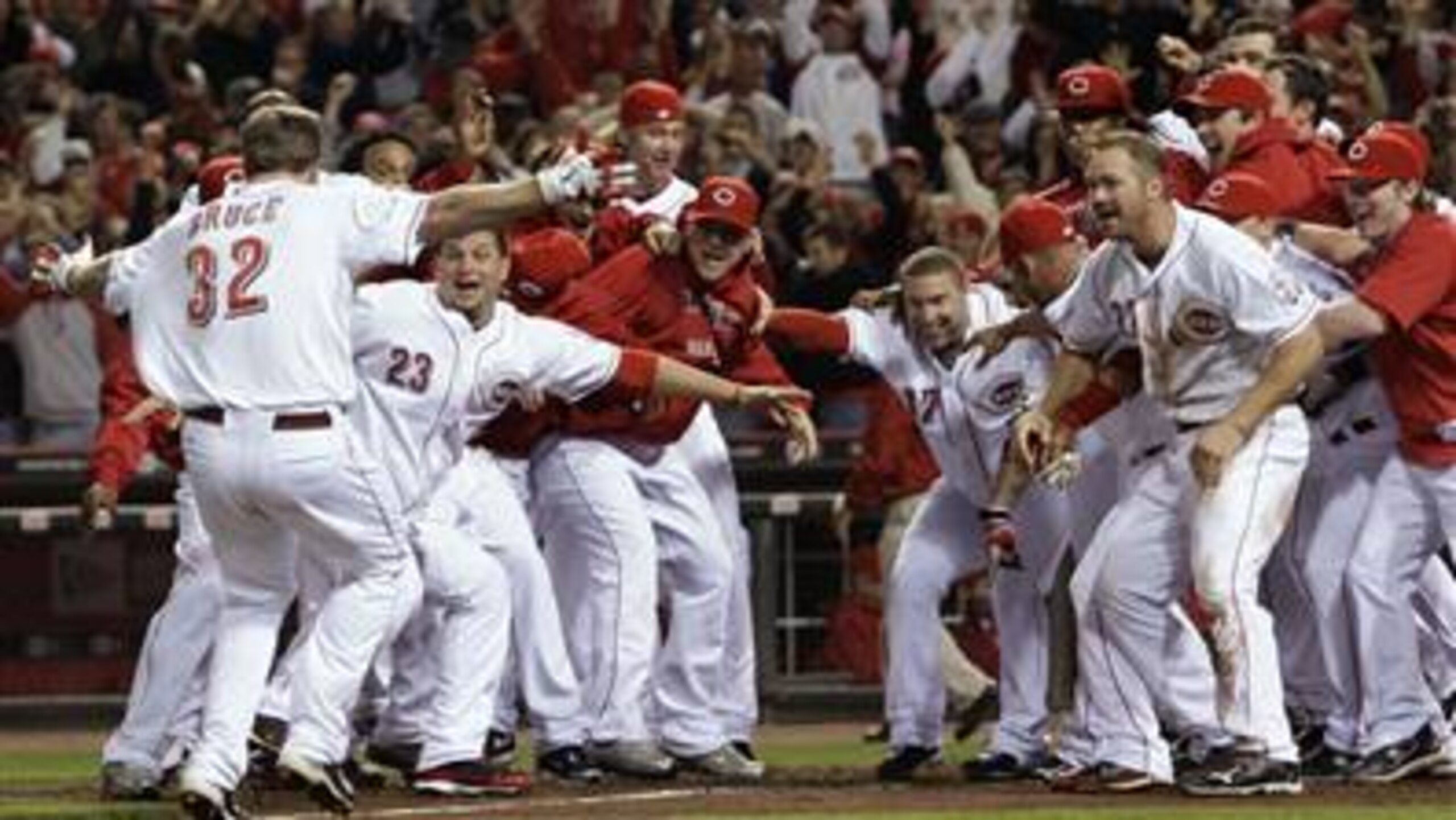 The Reds celebrate after winning a division title for the first time in 15 years