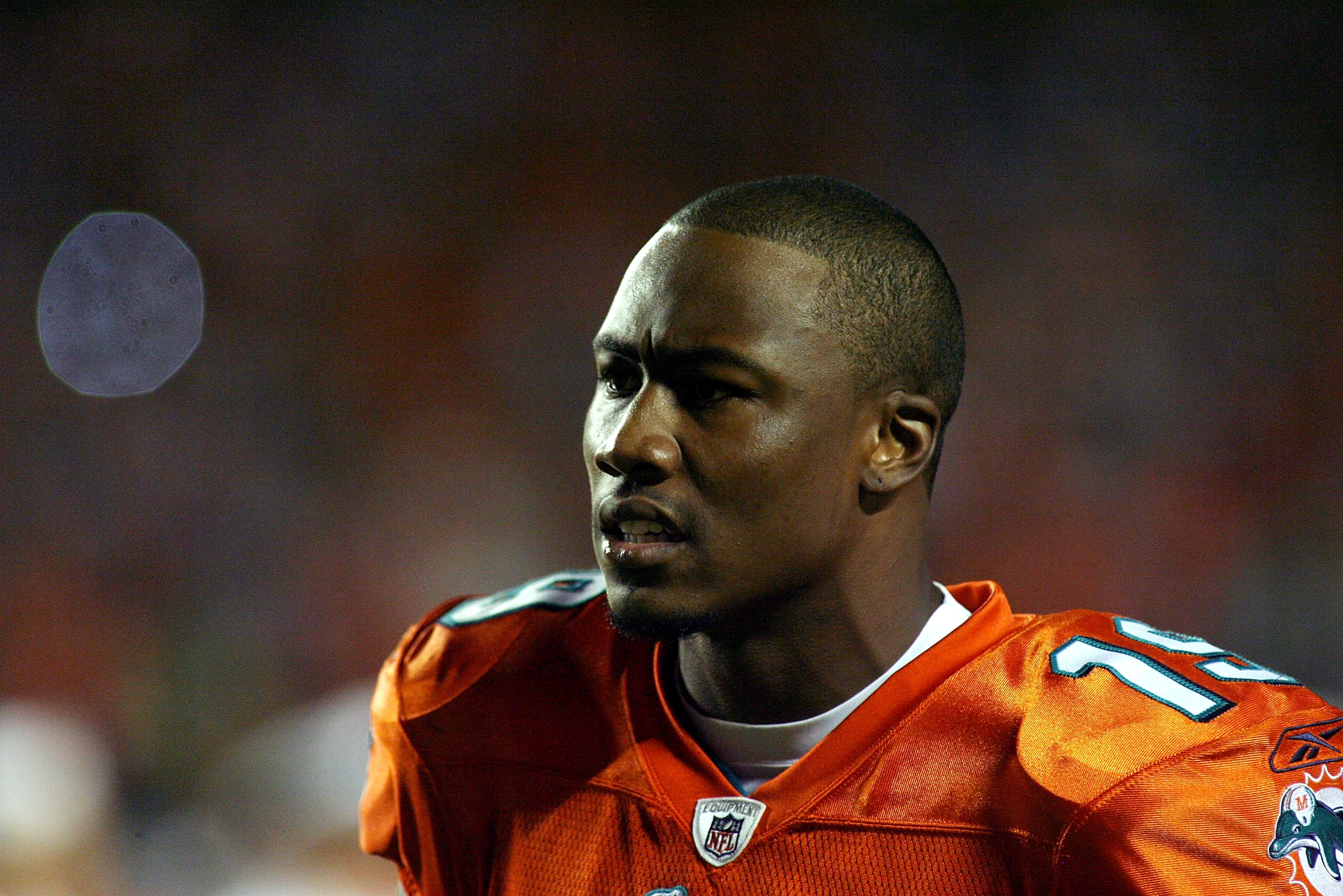 MIAMI - SEPTEMBER 26: Receiver Brandon Marshall #19 of the Miami Dolphins shouts during a game against the New York Jets at Sun Life Stadium on September 26, 2010 in Miami, Florida. (Photo by Marc Serota/Getty Images)