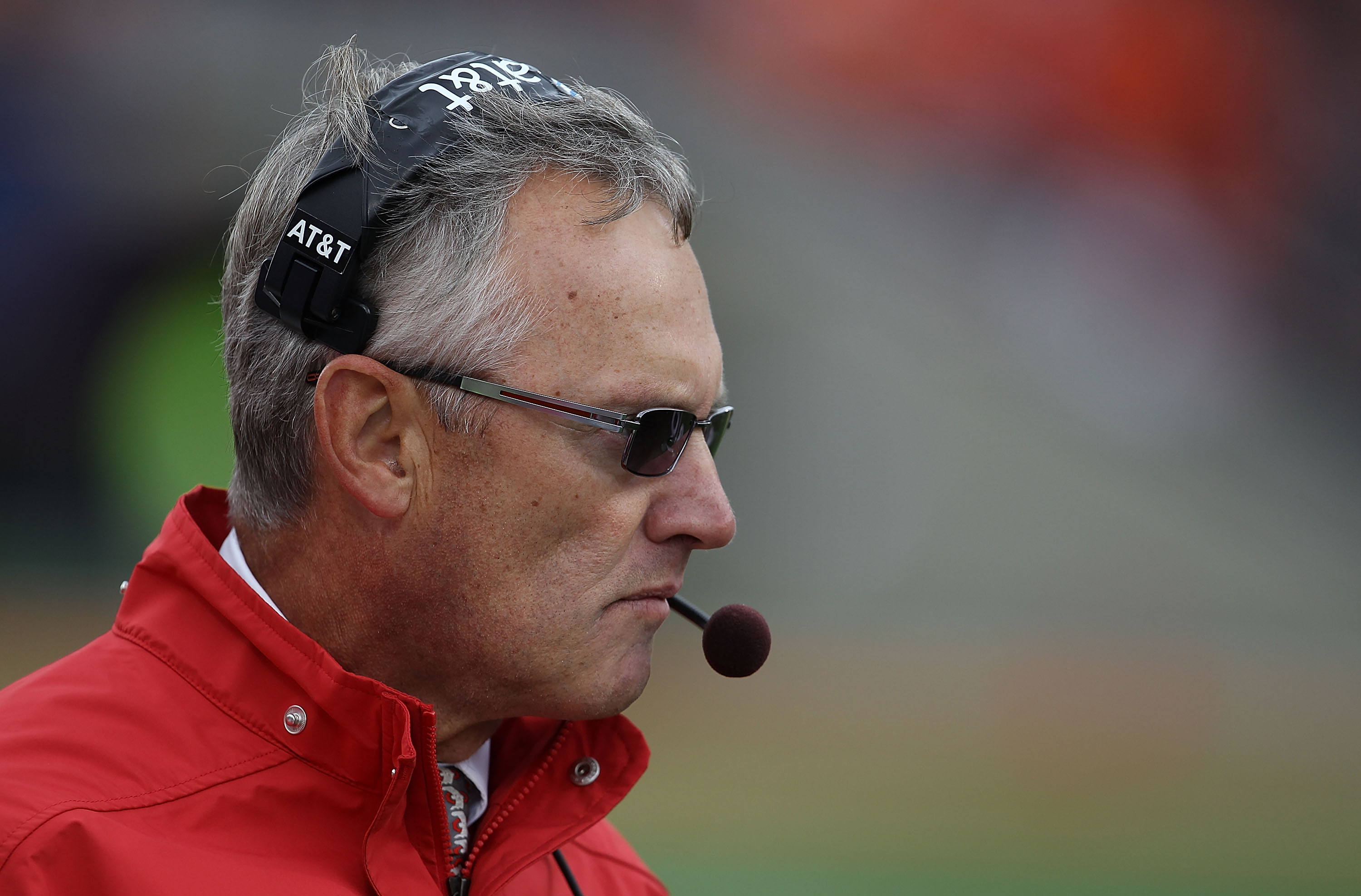 CHAMPAIGN, IL - OCTOBER 02: Head coach Jim Tressell of the Ohio State Buckeyes watches as his team takes on the Illinois Fighting Illini at Memorial Stadium on October 2, 2010 in Champaign, Illinois. Ohio State defeated Illinois 24-13. (Photo by Jonathan 