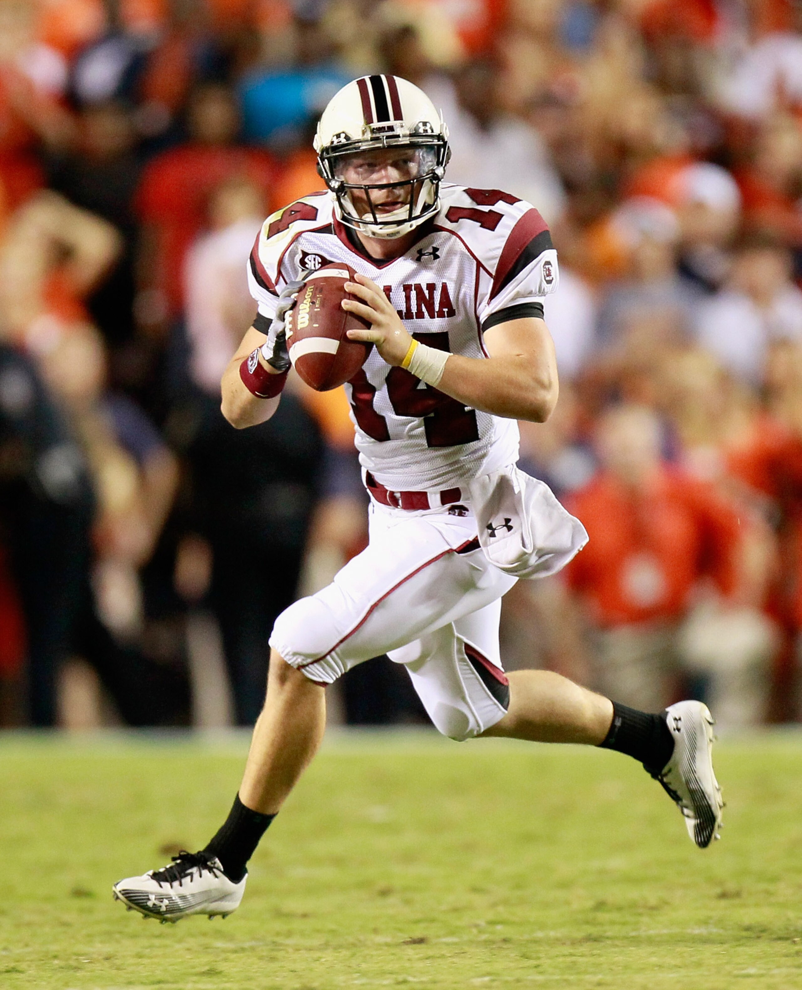 AUBURN, AL - SEPTEMBER 25:  Quarterback Barrett Trotter #14 of the South Carolina Gamecocks against the Auburn Tigers at Jordan-Hare Stadium on September 25, 2010 in Auburn, Alabama.  (Photo by Kevin C. Cox/Getty Images)