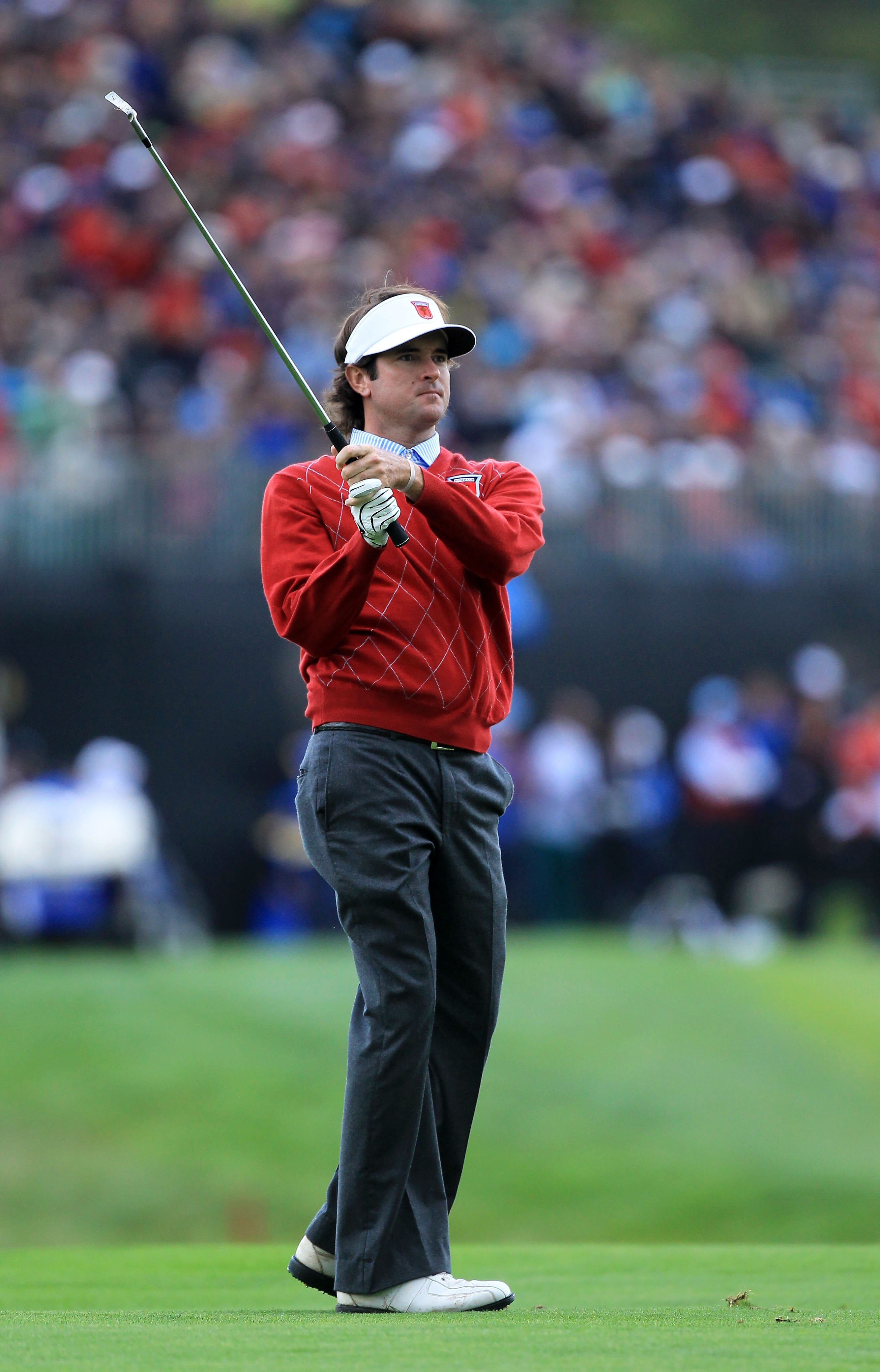 NEWPORT, WALES - OCTOBER 03:  Bubba Watson of the USA hits an approach shot during the  Fourball & Foursome Matches during the 2010 Ryder Cup at the Celtic Manor Resort on October 3, 2010 in Newport, Wales. (Photo by David Cannon/Getty Images)