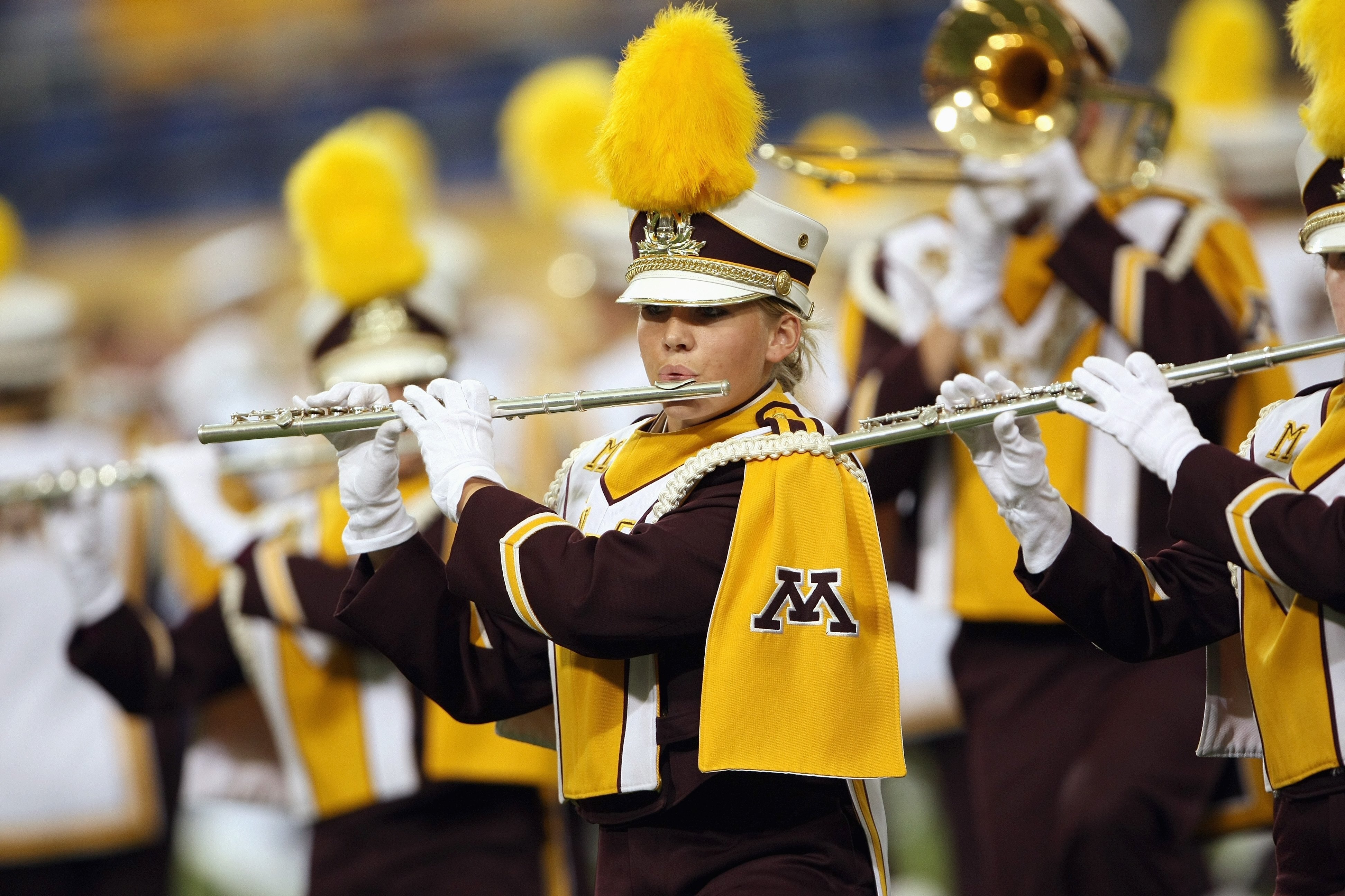 MINNEAPOLIS, MN - SEPTEMBER 08: The University of Minnesota Marching Band takes the field prior to the game as Miami of Ohio Redhawks face the Minnesota Golden Gophers at the Metrodome on September 8, 2007 in Minneapolis, Minnesota. (Photo by Doug Pensing
