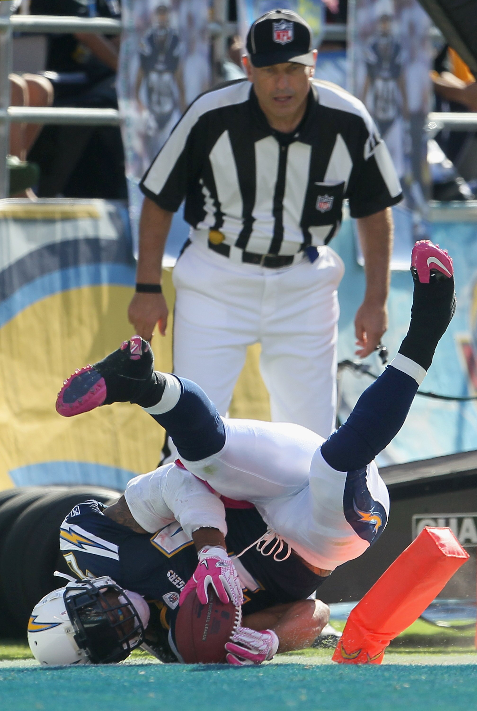 SAN DIEGO - OCTOBER 03:  Running back Ryan Mathews #24 of the San Diego Chargers scores a touchdown in the third quarter against the Arizona Cardinals at Qualcomm Stadium on October 3, 2010 in San Diego, California. The Chargers defeated the Cardinals 41-