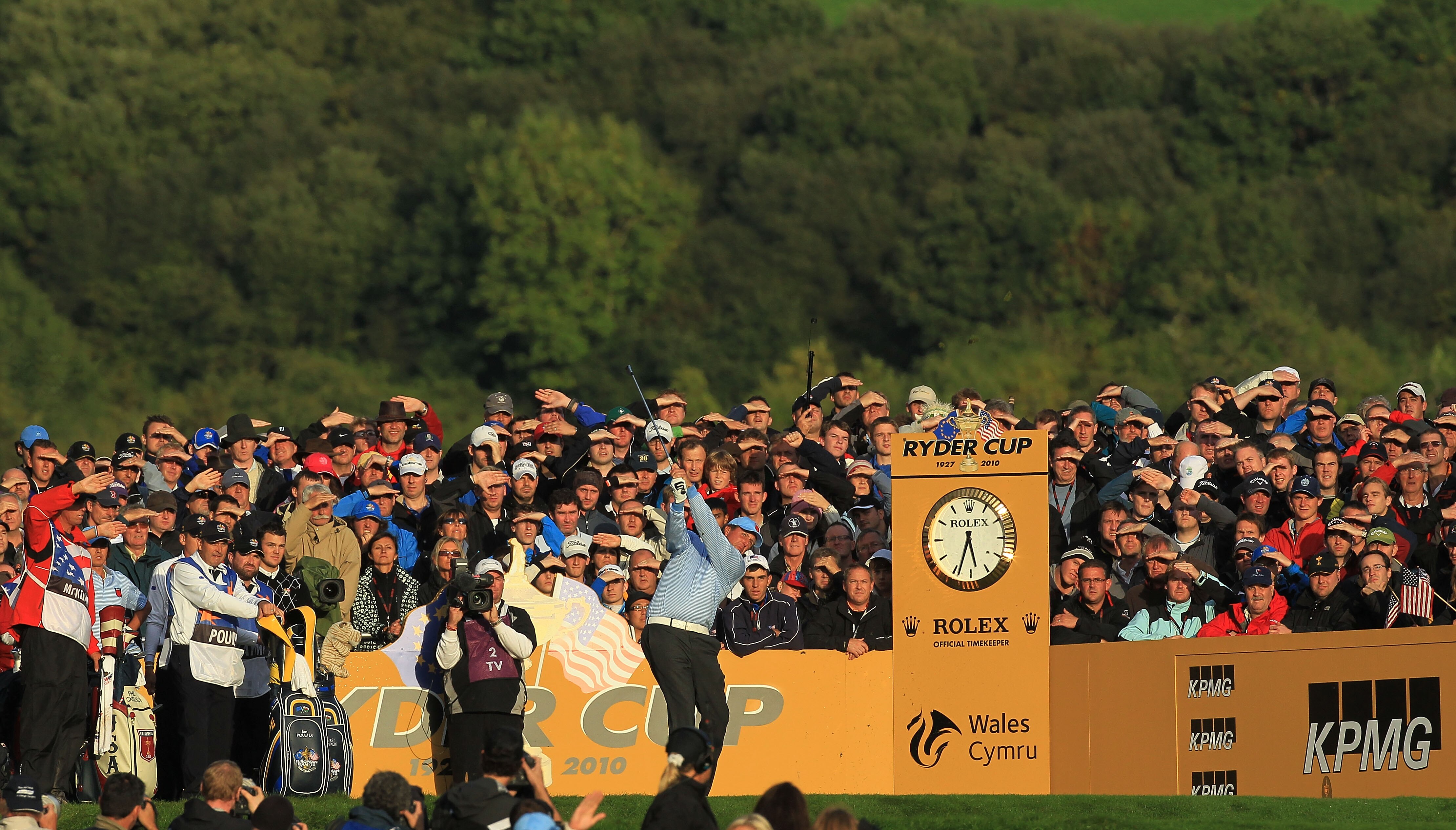 NEWPORT, WALES - OCTOBER 03:  Phil Mickelson of the USA tees off on the 17th hole during the  Fourball & Foursome Matches during the 2010 Ryder Cup at the Celtic Manor Resort on October 3, 2010 in Newport, Wales.  (Photo by David Cannon/Getty Images)