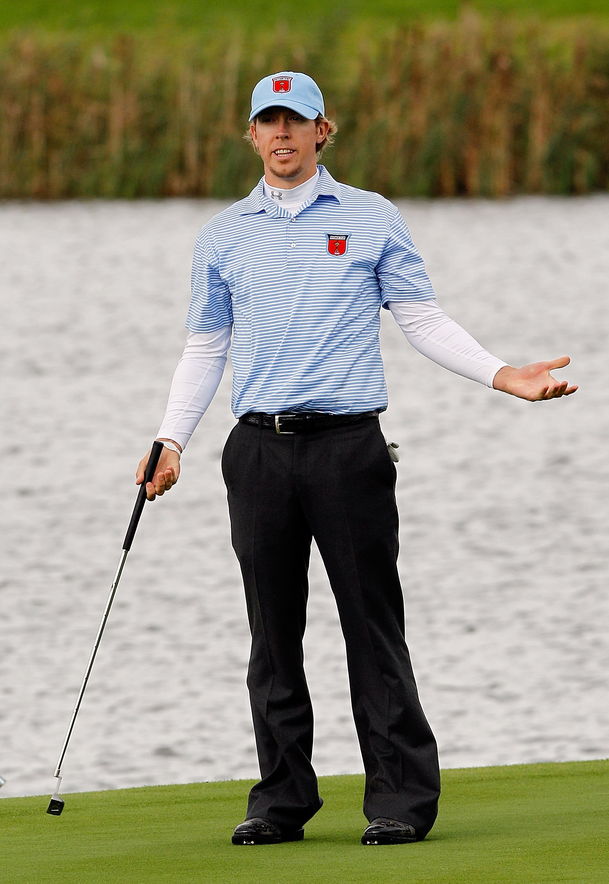 NEWPORT, WALES - OCTOBER 03:  Hunter Mahan of the USA reacts to a putt during the  Fourball & Foursome Matches during the 2010 Ryder Cup at the Celtic Manor Resort on October 3, 2010 in Newport, Wales.  (Photo by Sam Greenwood/Getty Images)