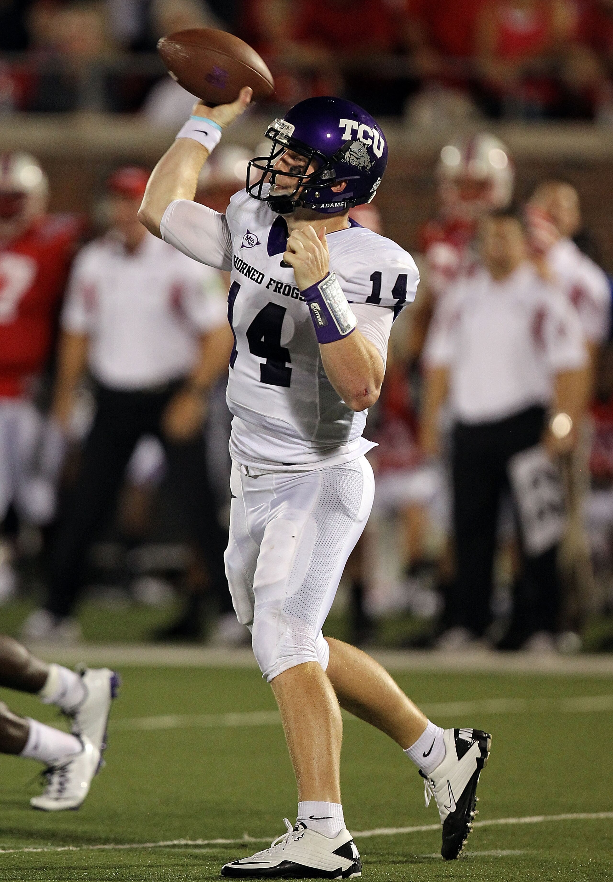 DALLAS - SEPTEMBER 24: Quarterback Andy Dalton #14 of the TCU Horned Frogs throws a pass against the SMU Mustangs at Gerald J. Ford Stadium on September 24, 2010 in Dallas, Texas. (Photo by Ronald Martinez/Getty Images) DALLAS - SEPTEMBER 24: Quarterback Andy Dalton #14 of the TCU Horned Frogs throws a pass against the SMU Mustangs at Gerald J. Ford Stadium on September 24, 2010 in Dallas, Texas. (Photo by Ronald Martinez/Getty Images)