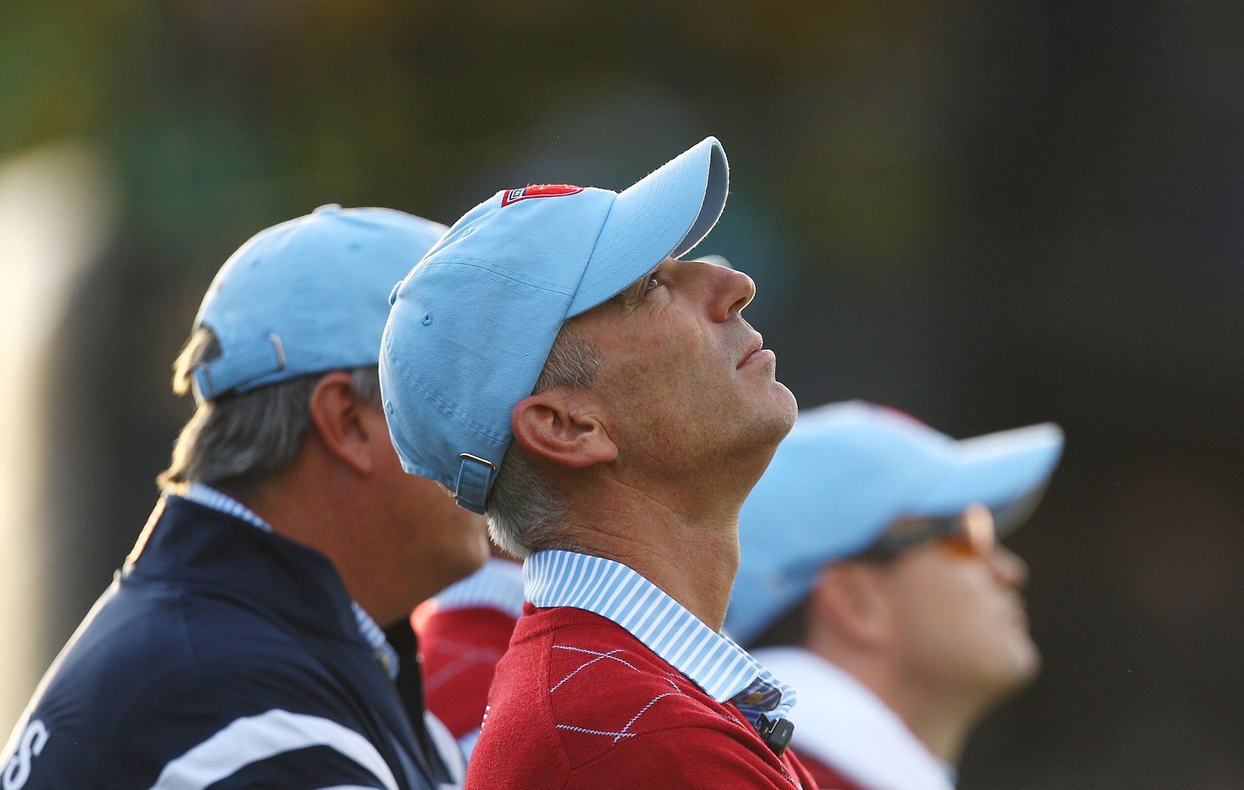 NEWPORT, WALES - OCTOBER 03:  USA Team Captain Corey Pavin looks skyward during the  Fourball & Foursome Matches during the 2010 Ryder Cup at the Celtic Manor Resort on October 3, 2010 in Newport, Wales.  (Photo by Richard Heathcote/Getty Images)