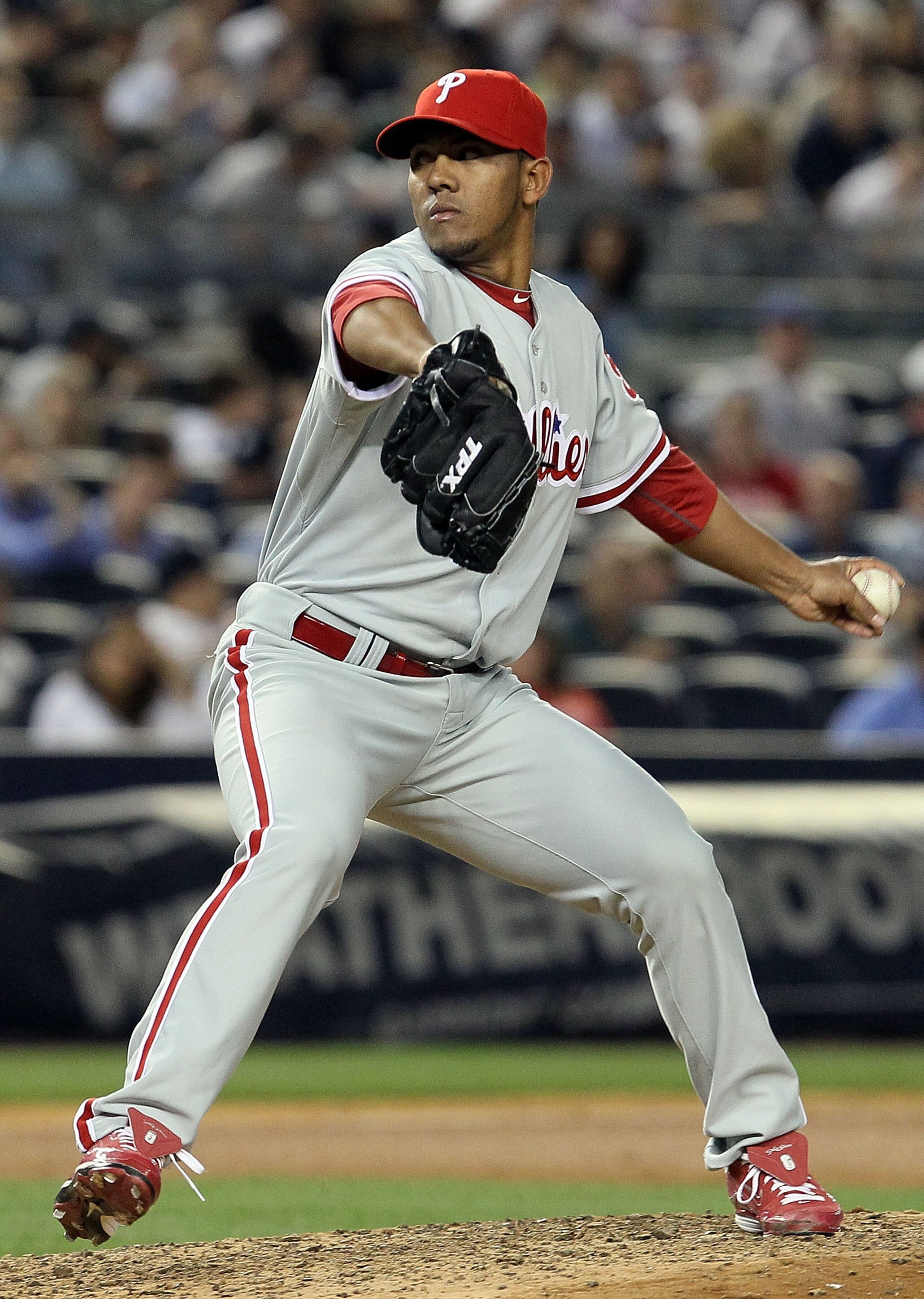 NEW YORK - JUNE 15:  Antonio Bastardo #58 of the Philadelphia Phillies delivers a pitch against the New York Yankees on June 15, 2010 at Yankee Stadium in the Bronx borough of New York City.  (Photo by Jim McIsaac/Getty Images)
