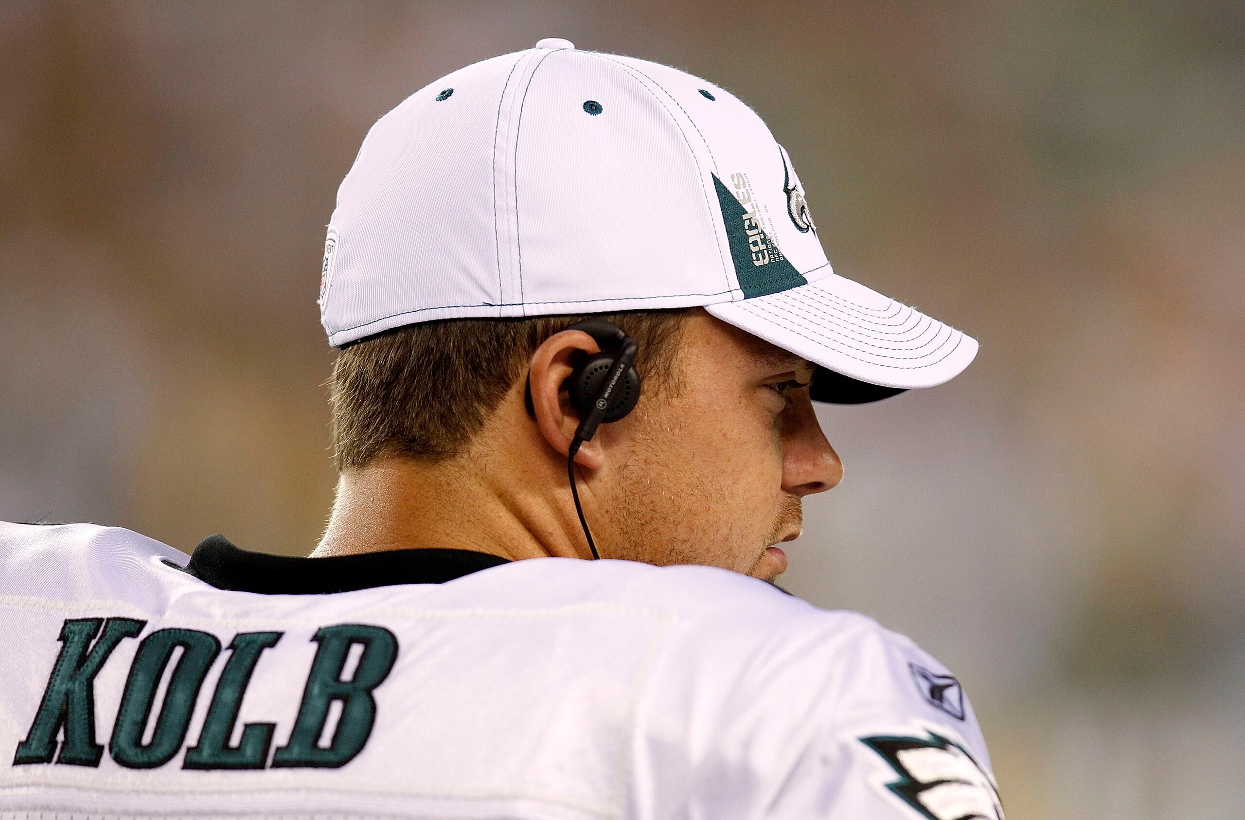 PHILADELPHIA - SEPTEMBER 02:  Kevin Kolb #4 of the Philadelphia Eagles stands on the sidelines during a preseason game against the New York Jets at Lincoln Financial Field on September 2, 2010 in Philadelphia, Pennsylvania.  (Photo by Jeff Zelevansky/Gett