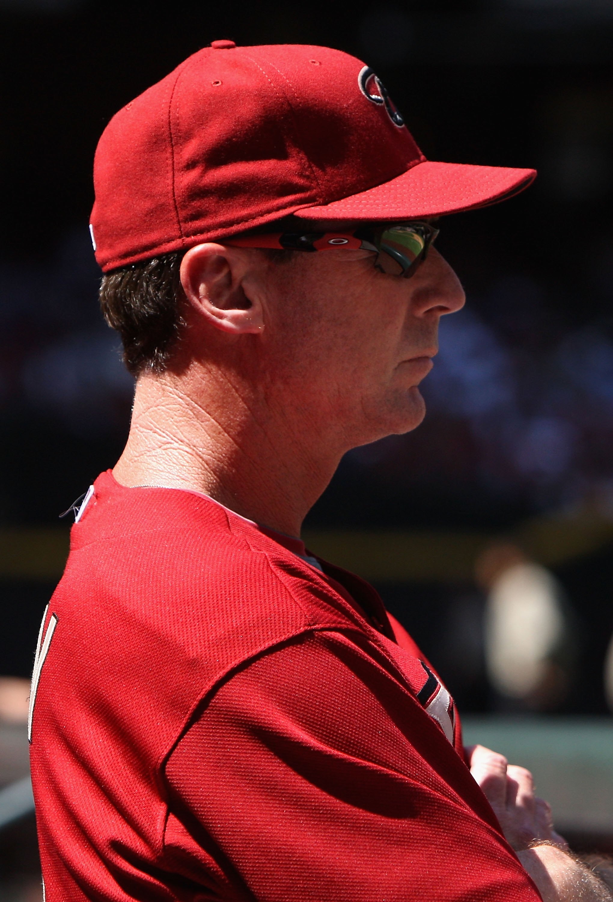 PHOENIX - APRIL 12:  Manager Bob Melvin of the Arizona Diamondbacks looks on during the game against the Los Angeles Dodgers at Chase Field on April 10, 2009 in Phoenix, Arizona. The Diamondbacks defeated the Dodgers 9-4.  (Photo by Christian Petersen/Get