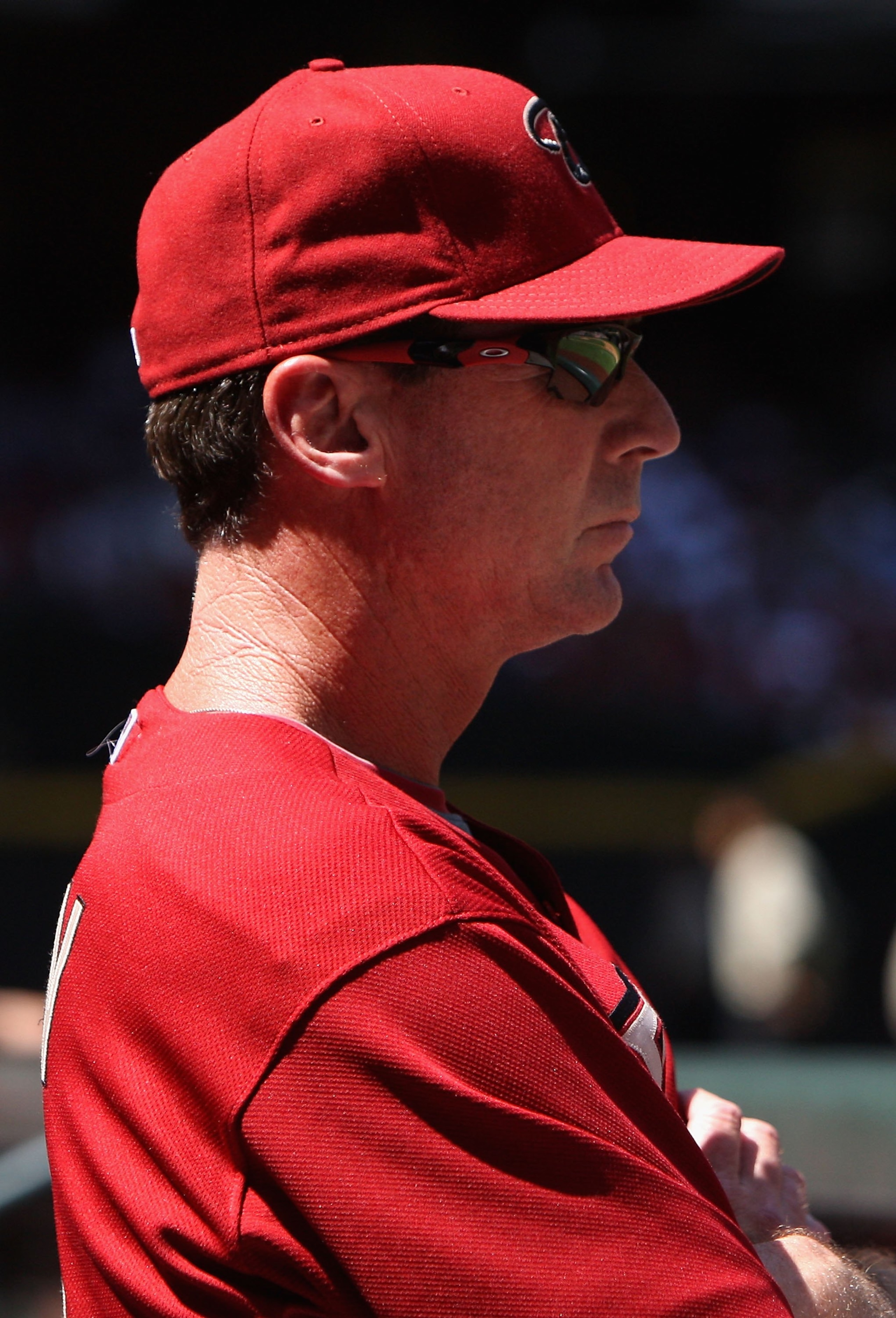 PHOENIX - APRIL 12:  Manager Bob Melvin of the Arizona Diamondbacks looks on during the game against the Los Angeles Dodgers at Chase Field on April 10, 2009 in Phoenix, Arizona. The Diamondbacks defeated the Dodgers 9-4.  (Photo by Christian Petersen/Get