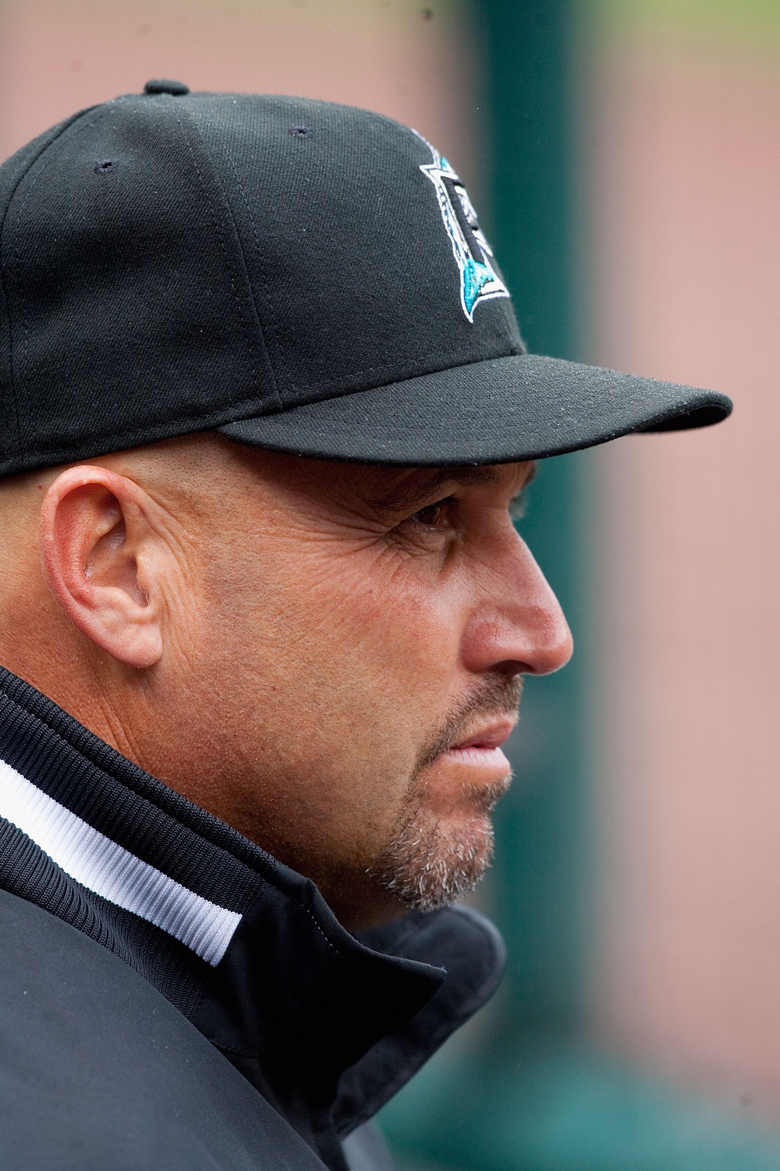 ST. LOUIS - MAY 20: Manager Fredi Gonzalez #33 of the Florida Marlins looks on from the dugout against the St. Louis Cardinals at Busch Stadium on May 20, 2010 in St. Louis, Missouri.  The Cardinals beat the Marlins 4-2.  (Photo by Dilip Vishwanat/Getty I