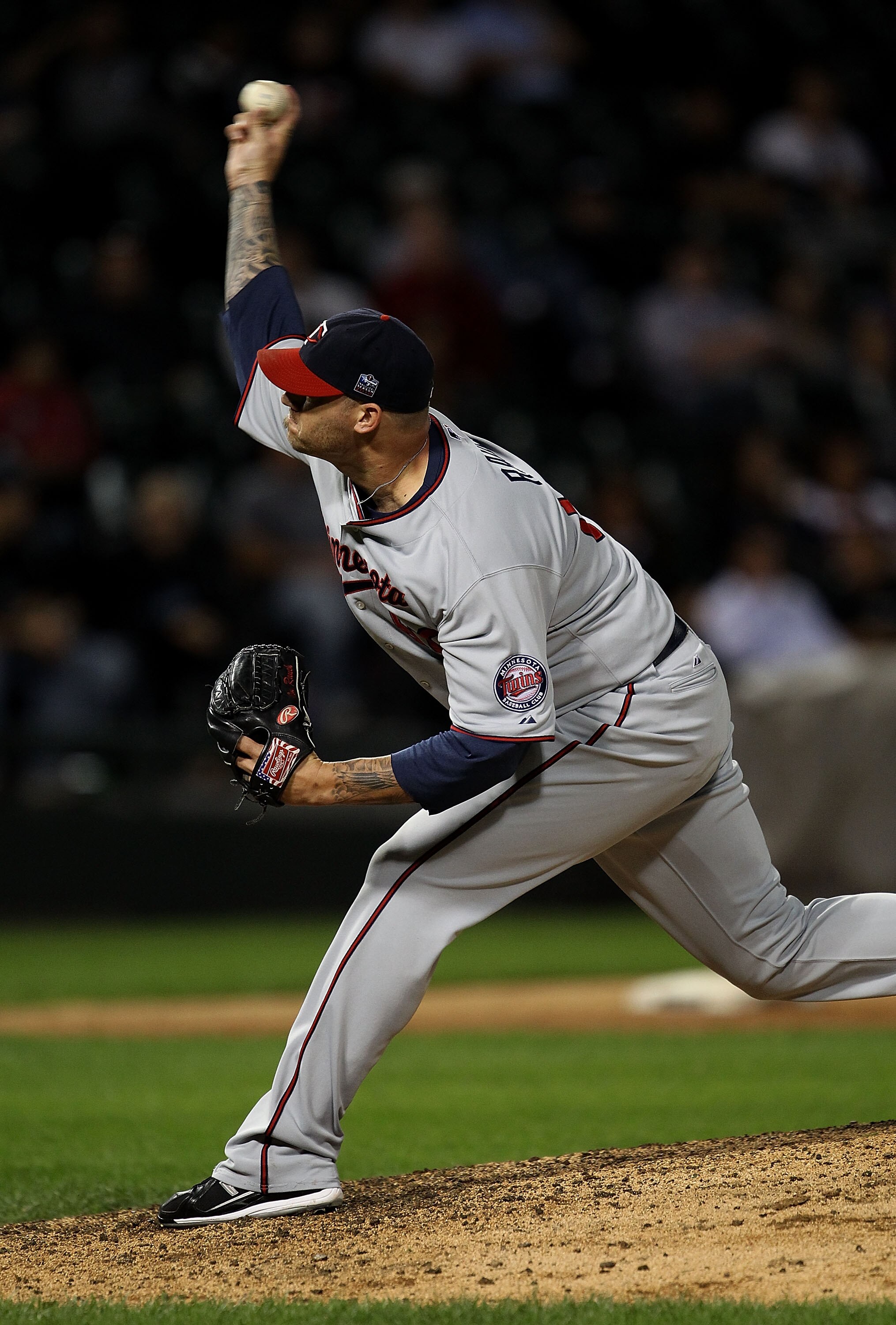 CHICAGO - SEPTEMBER 14: Jon Rauch #60 of the Minnesota Twins pitches in the bottom of the 9th inning against the Chicago White Sox at U.S. Cellular Field on September 14, 2010 in Chicago, Illinois. The Twins defeated the White Sox 9-3. (Photo by Jonathan 