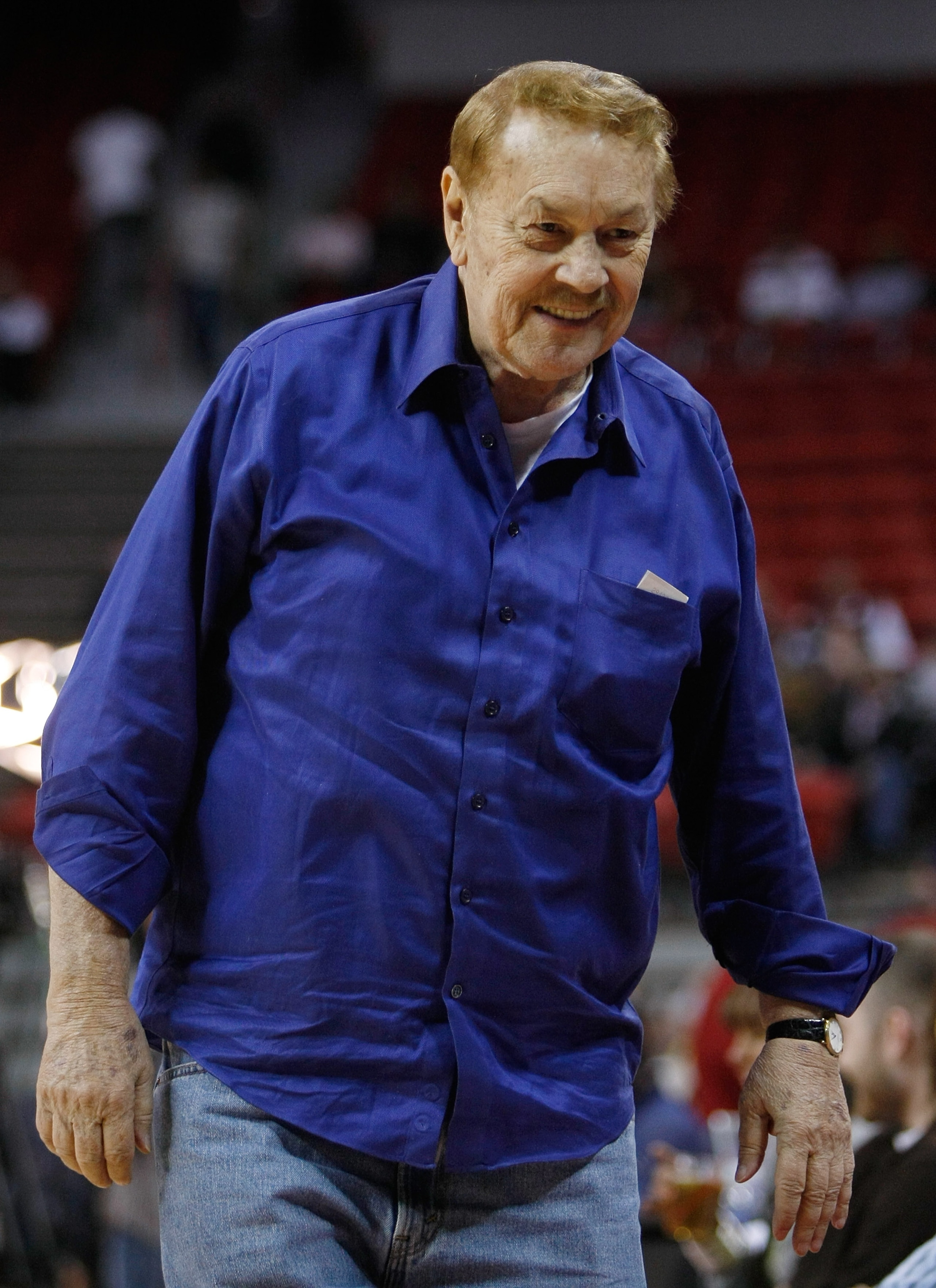 LAS VEGAS - OCTOBER 12:  Los Angeles Lakers owner Jerry Buss appears before his team's preseason game against the Sacramento Kings at the Thomas & Mack Center October 12, 2008 in Las Vegas, Nevada. NOTE TO USER: User expressly acknowledges and agrees that