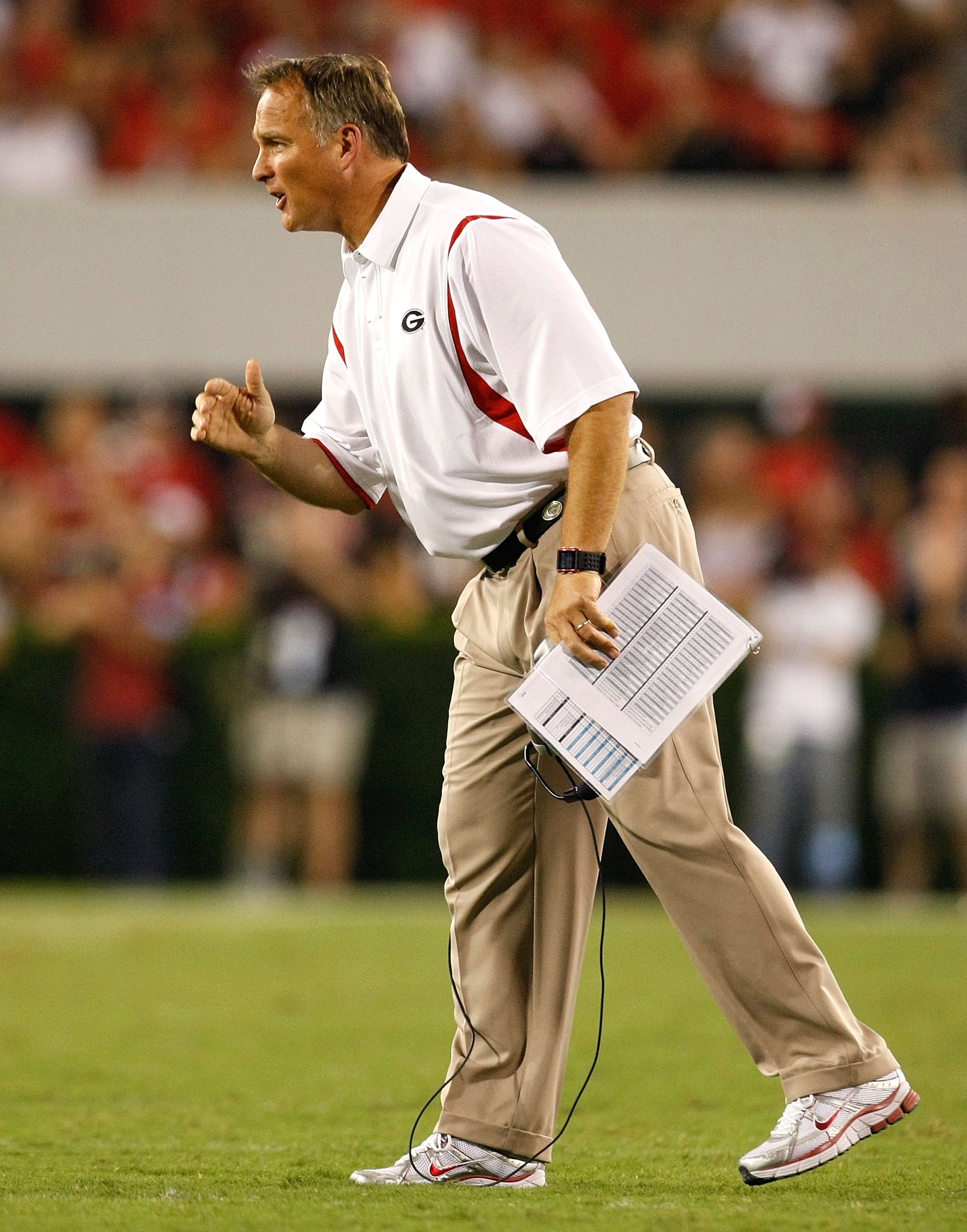 ATHENS, GA - SEPTEMBER 12:  Head coach Mark Richt of the Georgia Bulldogs against the South Carolina Gamecocks at Sanford Stadium on September 12, 2009 in Athens, Georgia.  (Photo by Kevin C. Cox/Getty Images)
