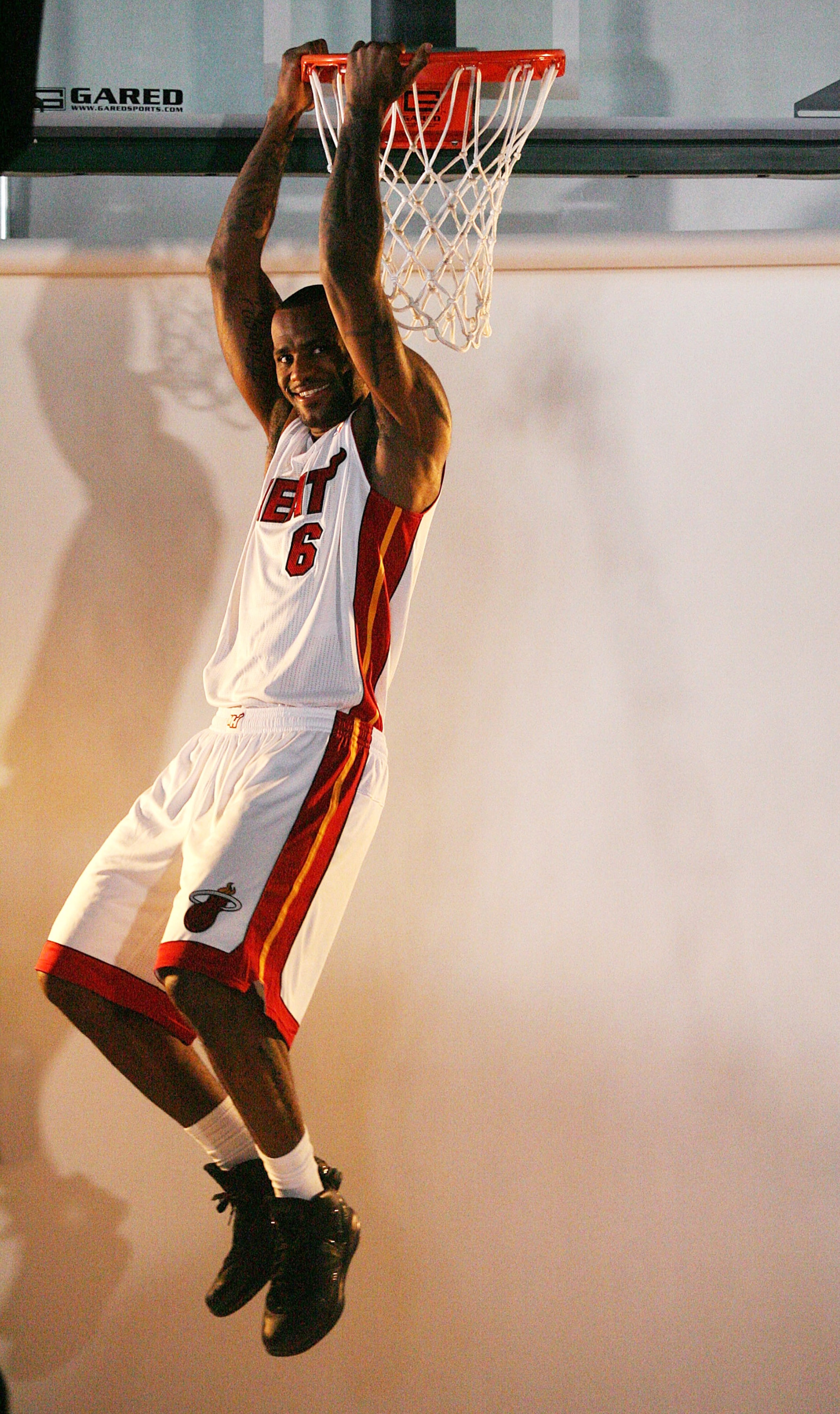 MIAMI - SEPTEMBER 27:  LeBron James #6 of the Miami Heat pose for photos during media day at the Bank United Center on September 27, 2010 in Miami, Florida.  (Photo by Marc Serota/Getty Images)
