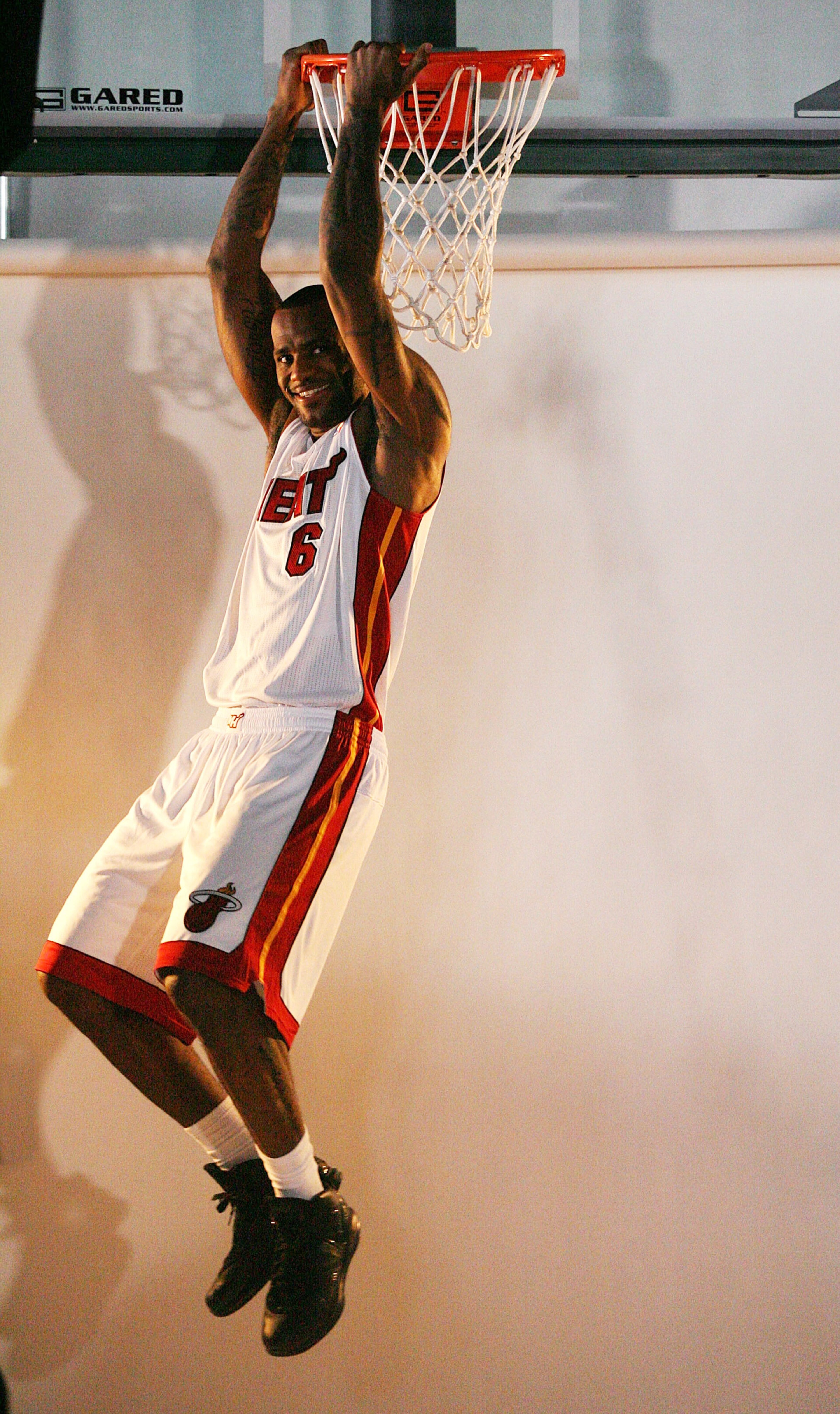 MIAMI - SEPTEMBER 27:  LeBron James #6 of the Miami Heat pose for photos during media day at the Bank United Center on September 27, 2010 in Miami, Florida.  (Photo by Marc Serota/Getty Images)