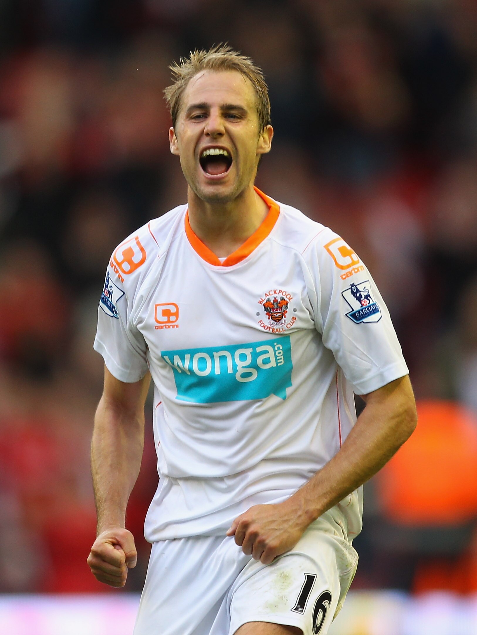 LIVERPOOL, ENGLAND - OCTOBER 03: Luke Varney of Blackpool celebrates after victory over Liverpool the Barclays Premier League match between Liverpool and Blackpool at Anfield on October 3, 2010 in Liverpool, England. (Photo by Alex Livesey/Getty Images) LIVERPOOL, ENGLAND - OCTOBER 03: Luke Varney of Blackpool celebrates after victory over Liverpool the Barclays Premier League match between Liverpool and Blackpool at Anfield on October 3, 2010 in Liverpool, England. (Photo by Alex Livesey/Getty Images)