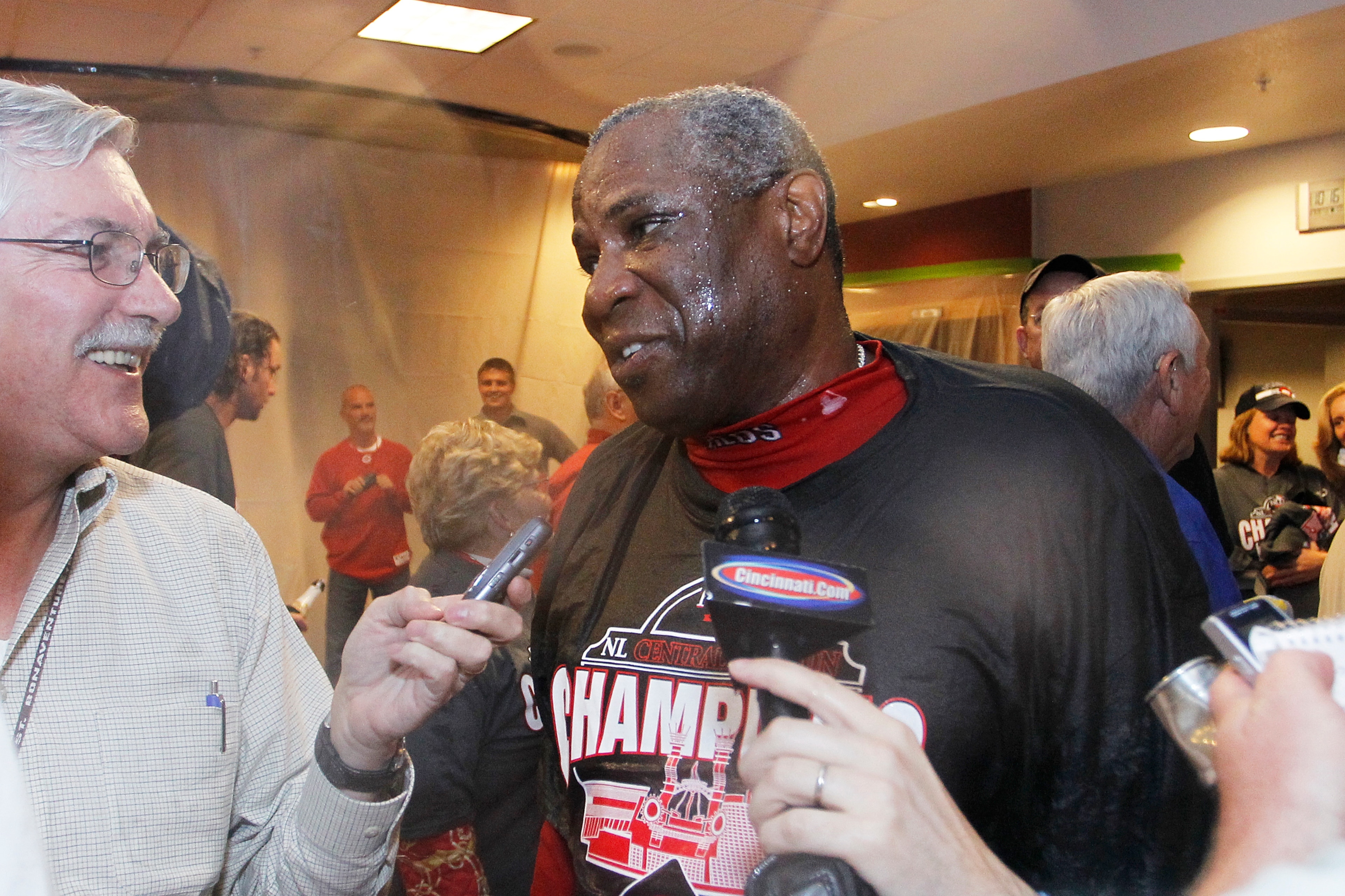 CINCINNATI, OH - SEPTEMBER 28: Cincinnati Reds manager Dusty Baker looks on after the game against the Houston Astros at Great American Ball Park on September 28, 2010 in Cincinnati, Ohio. The Reds won 3-2 to clinch the NL Central Division title. (Photo b
