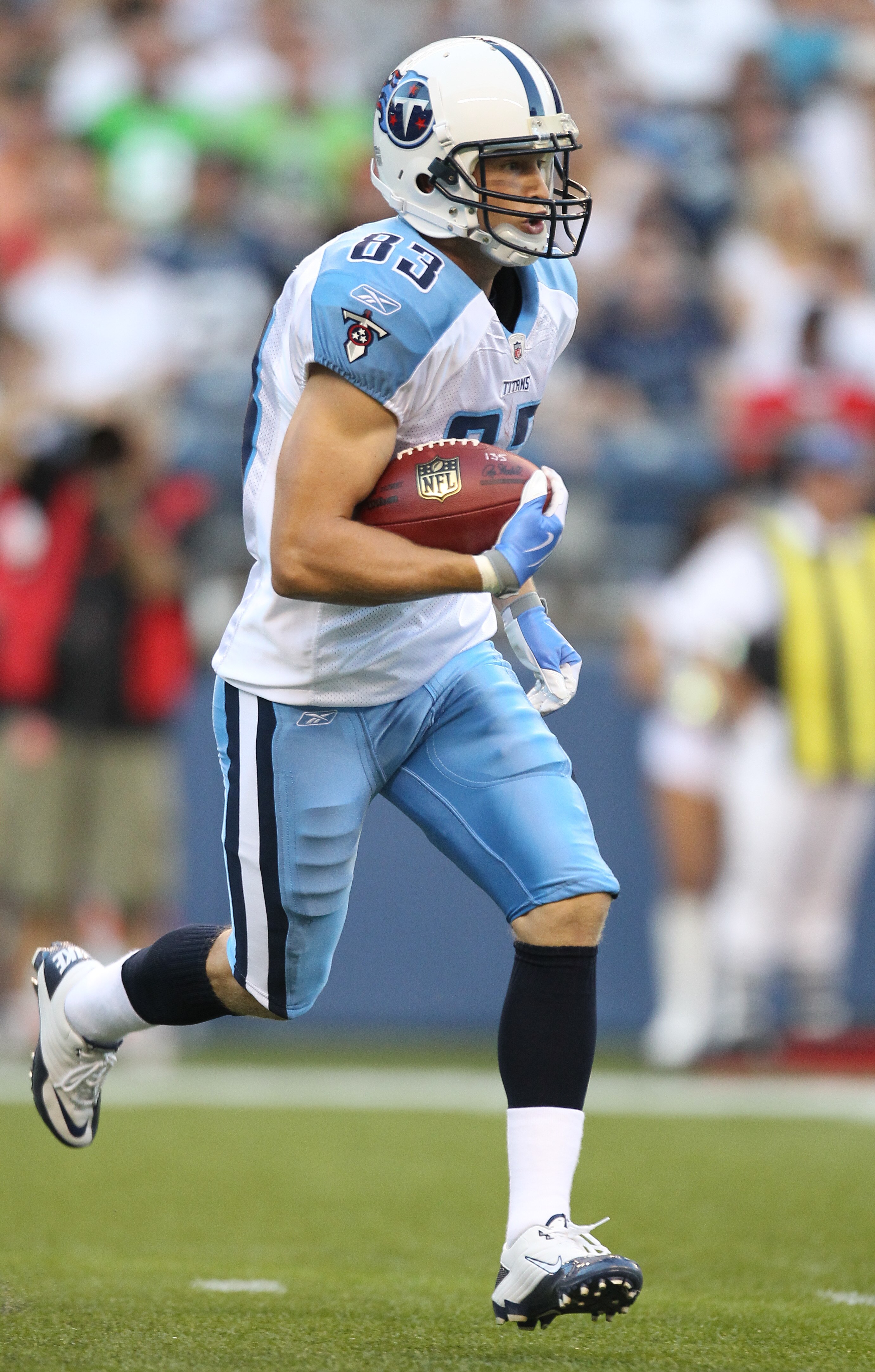 SEATTLE - AUGUST 14:  Wide receiver Marc Mariani #83 of the Tennessee Titans rushes during the preseason game against the Seattle Seahawks at Qwest Field on August 14, 2010 in Seattle, Washington. (Photo by Otto Greule Jr/Getty Images)
