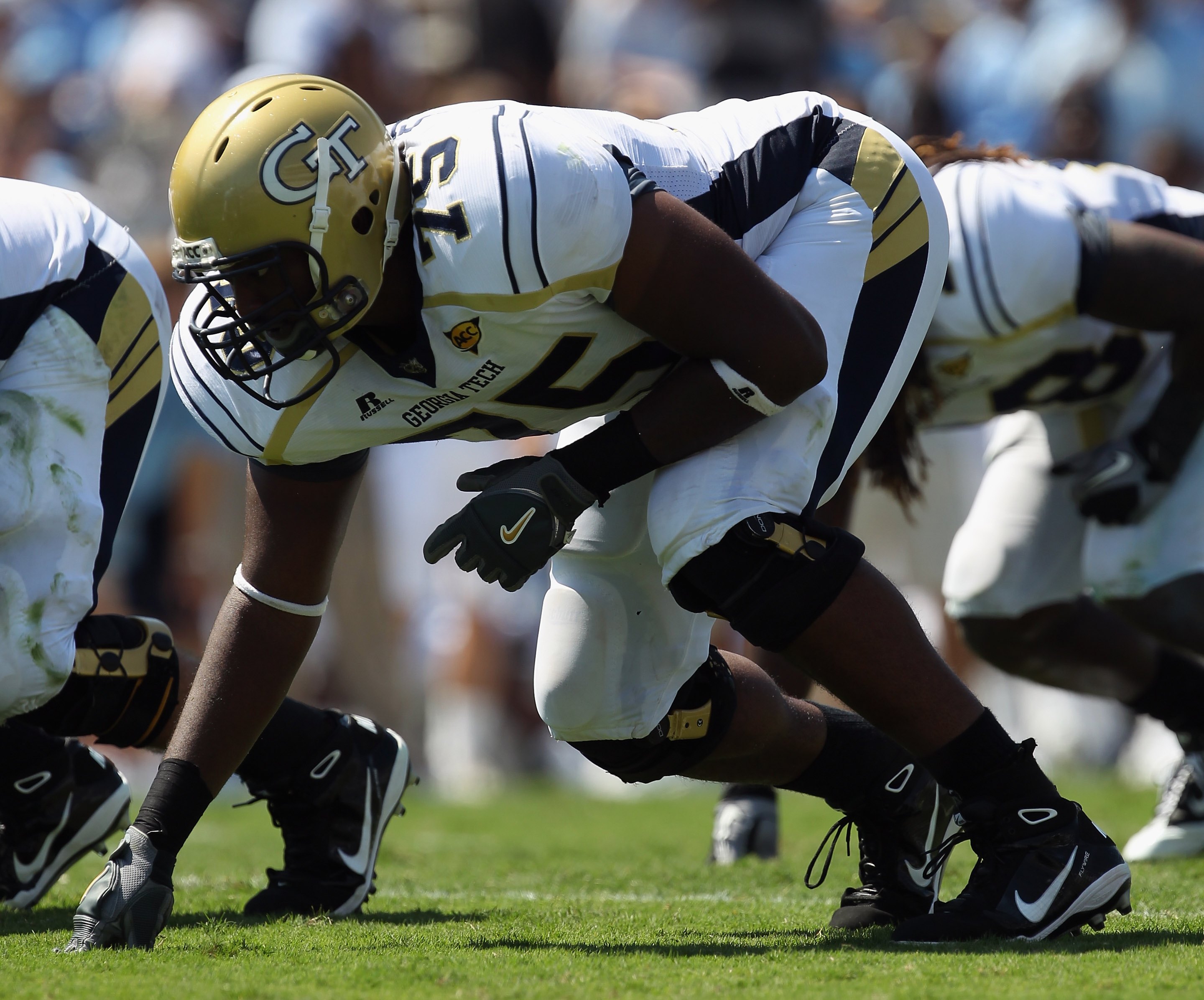 CHAPEL HILL, NC - SEPTEMBER 18: Nick Claytor #75 of the Georgia Tech Yellow Jackets against the North Carolina Tar Heels during their game at Kenan Stadium on September 18, 2010 in Chapel Hill, North Carolina. (Photo by Streeter Lecka/Getty Images) CHAPEL HILL, NC - SEPTEMBER 18: Nick Claytor #75 of the Georgia Tech Yellow Jackets against the North Carolina Tar Heels during their game at Kenan Stadium on September 18, 2010 in Chapel Hill, North Carolina. (Photo by Streeter Lecka/Getty Images)