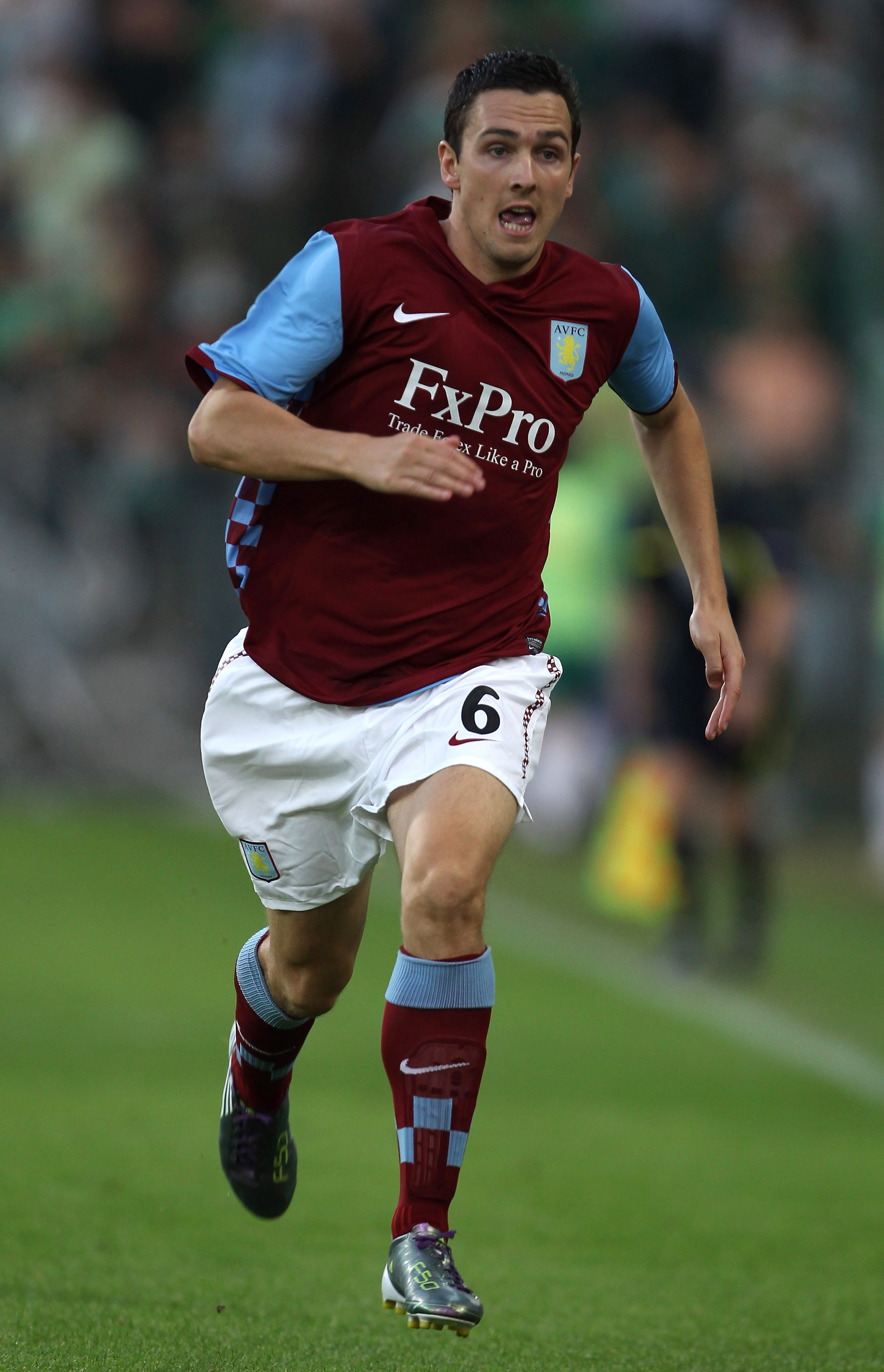 VIENNA, AUSTRIA - AUGUST 19:  Stewart Downing of Aston Villa in action during the UEFA Europa League, Play off, first leg Qualifying match between Rapid Vienna and Aston Villa at the Gerhard Hanappi Stadium on August 19, 2010 in Vienna, Austria.  (Photo b