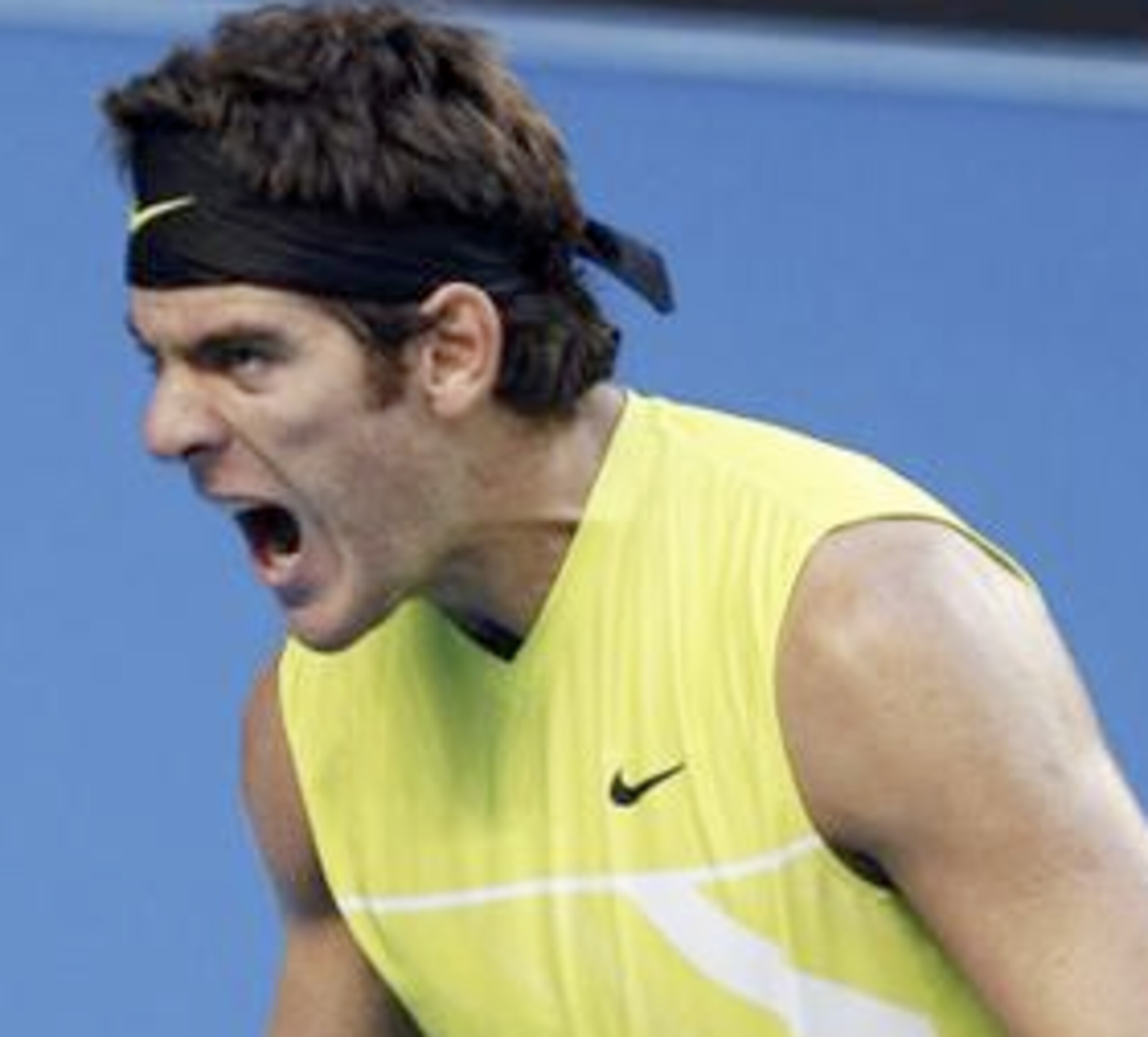 Juan Martin del Potro served a scare and stiff test from James Blake, winning 6-4 6-7(3) 5-7 6-3 10-8