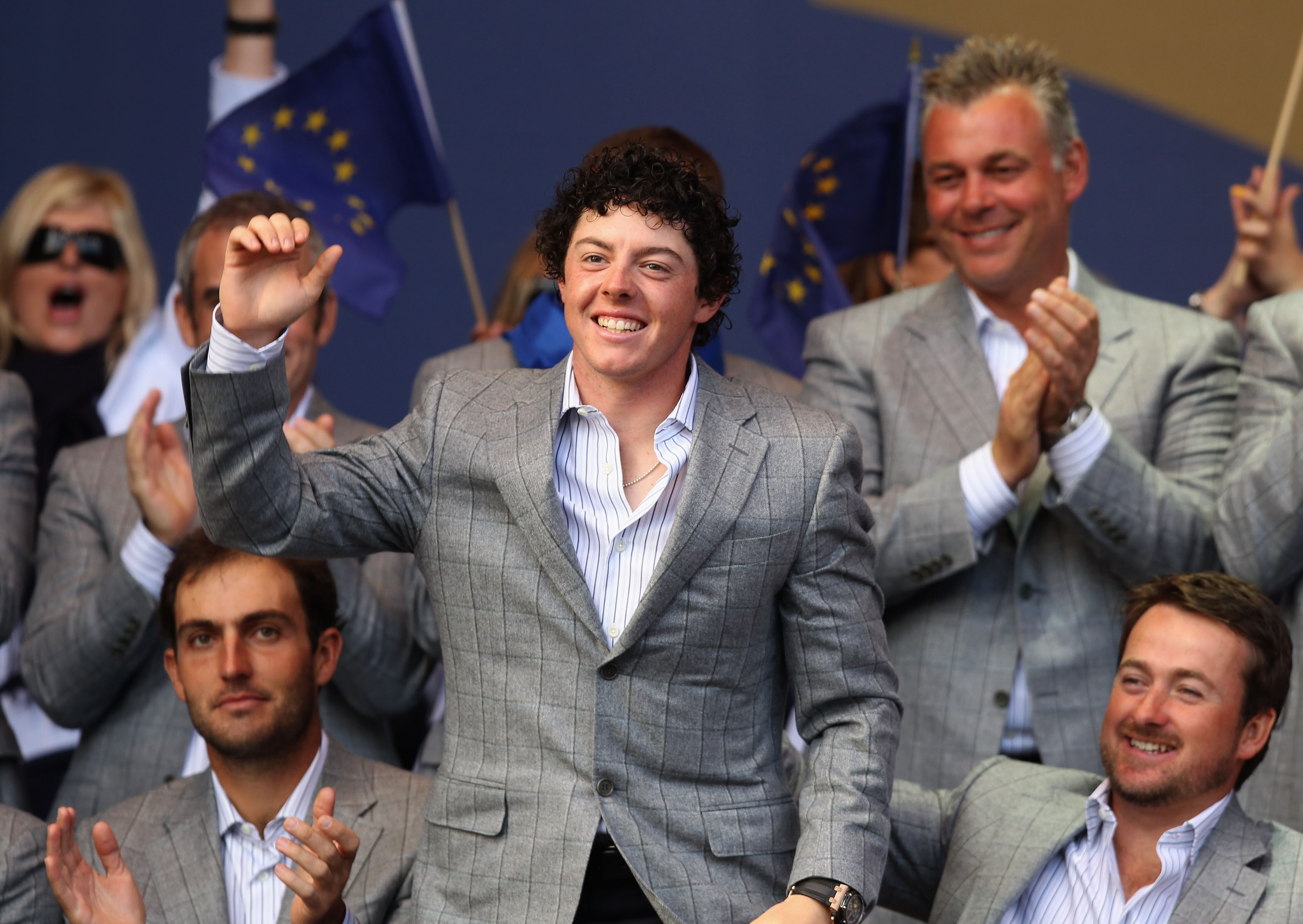 NEWPORT, WALES - OCTOBER 04:  Rory McIlroy of Europe stands at the closing cermonies following Europe's 14.5 to 13.5 victory over the USA at the 2010 Ryder Cup at the Celtic Manor Resort on October 4, 2010 in Newport, Wales.  (Photo by Ross Kinnaird/Getty