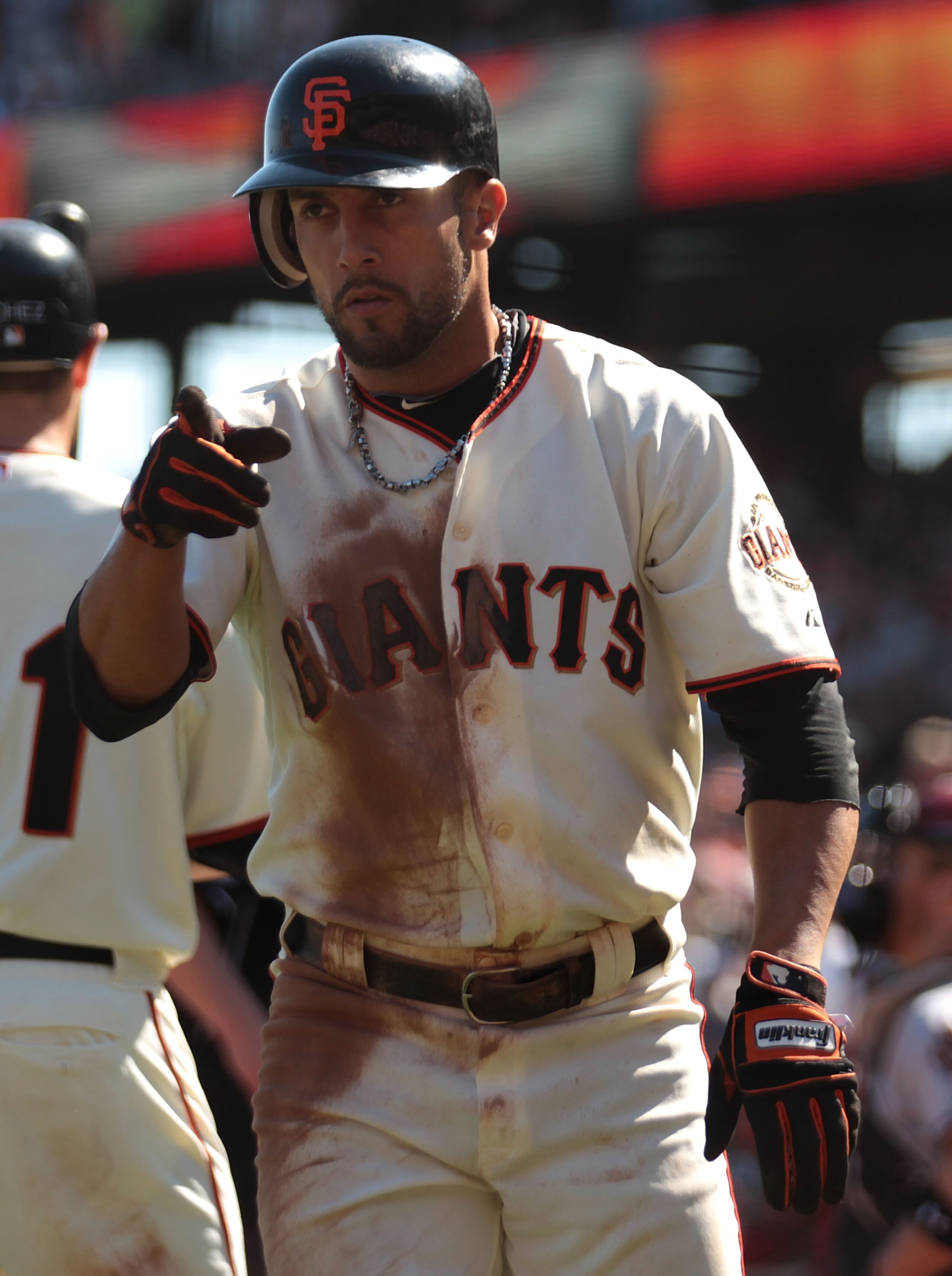 SAN FRANCISCO - SEPTEMBER 30:  Andres Torres #56 of the San Francisco Giants celebrates after hitting a solo home run in the fifth inning against the Arizona Diamondbacks during a Major League Baseball game at AT&T Park on September 30, 2010 in San Franci