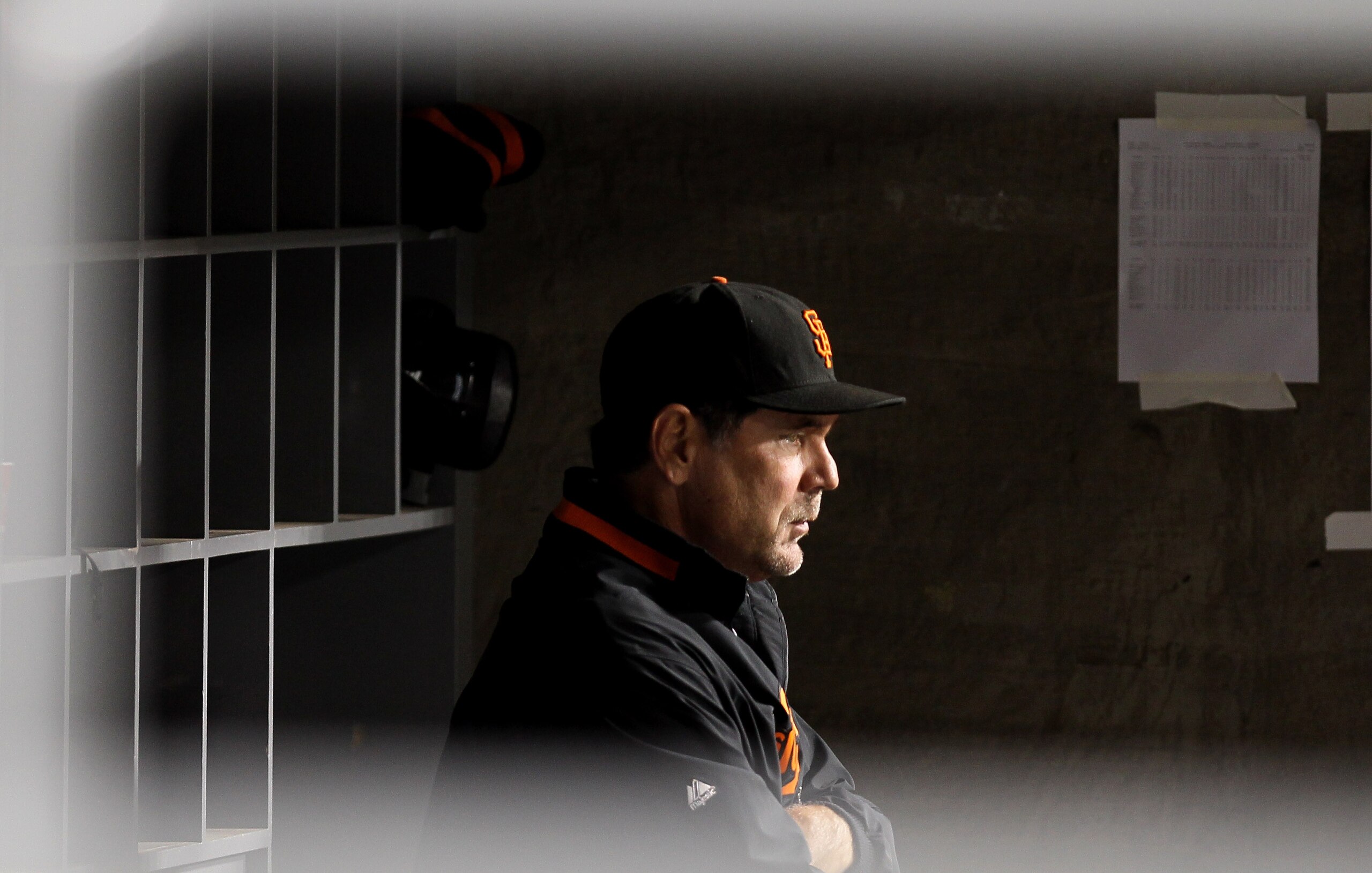 LOS ANGELES - JULY 19: Manager Bruce Bochy of the San Francisco Giants looks on from the dugout during the game with the Los Angeles Dodgers on July 19, 2010 at Dodger Stadium in Los Angeles, California.  The Giants won 5-2. (Photo by Stephen Dunn/Getty I