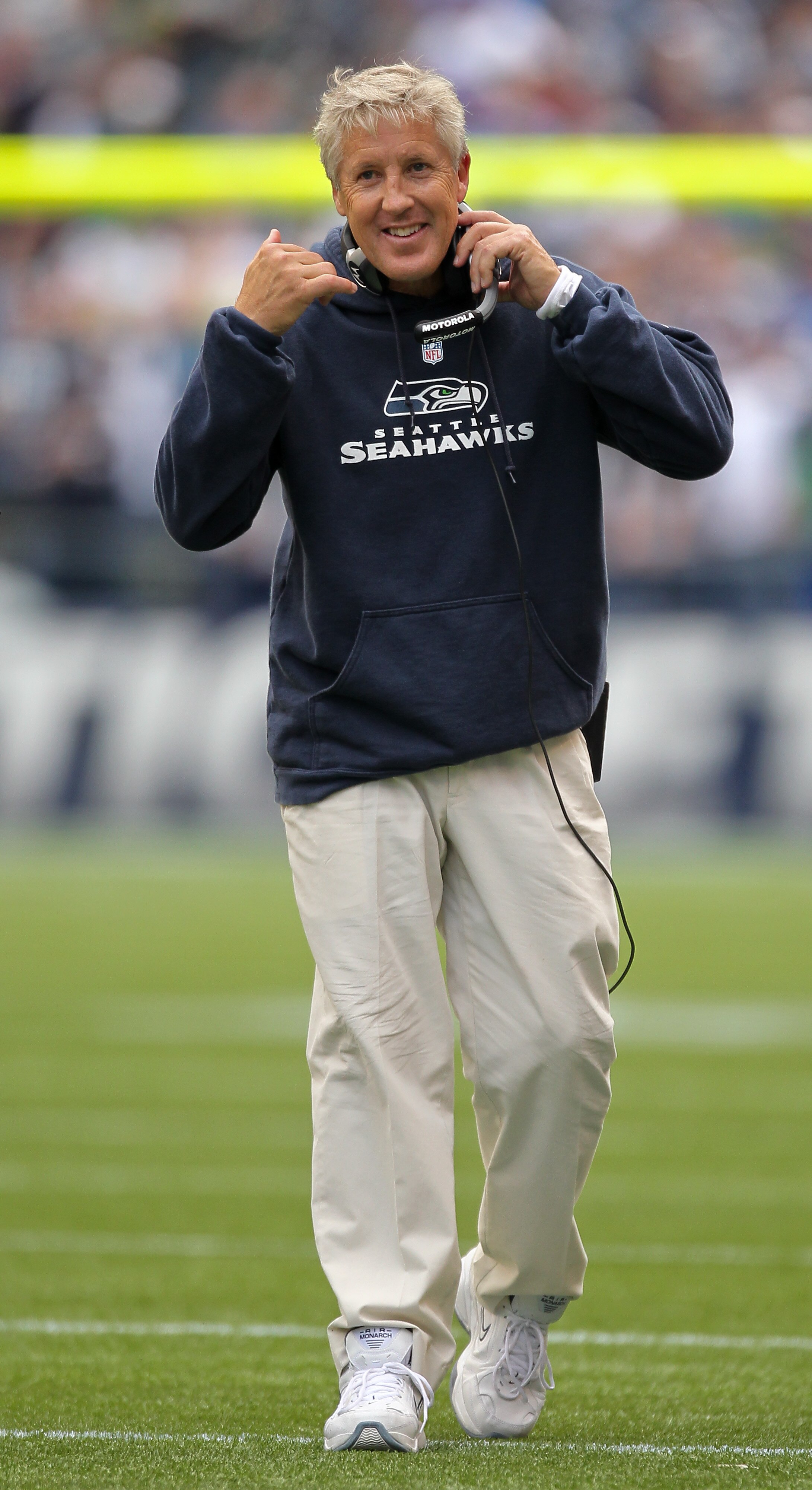 SEATTLE - SEPTEMBER 26:  Head coach Pete Carroll of the Seattle Seahawks looks on during the game against the San Diego Chargers at Qwest Field on September 26, 2010 in Seattle, Washington. (Photo by Otto Greule Jr/Getty Images)