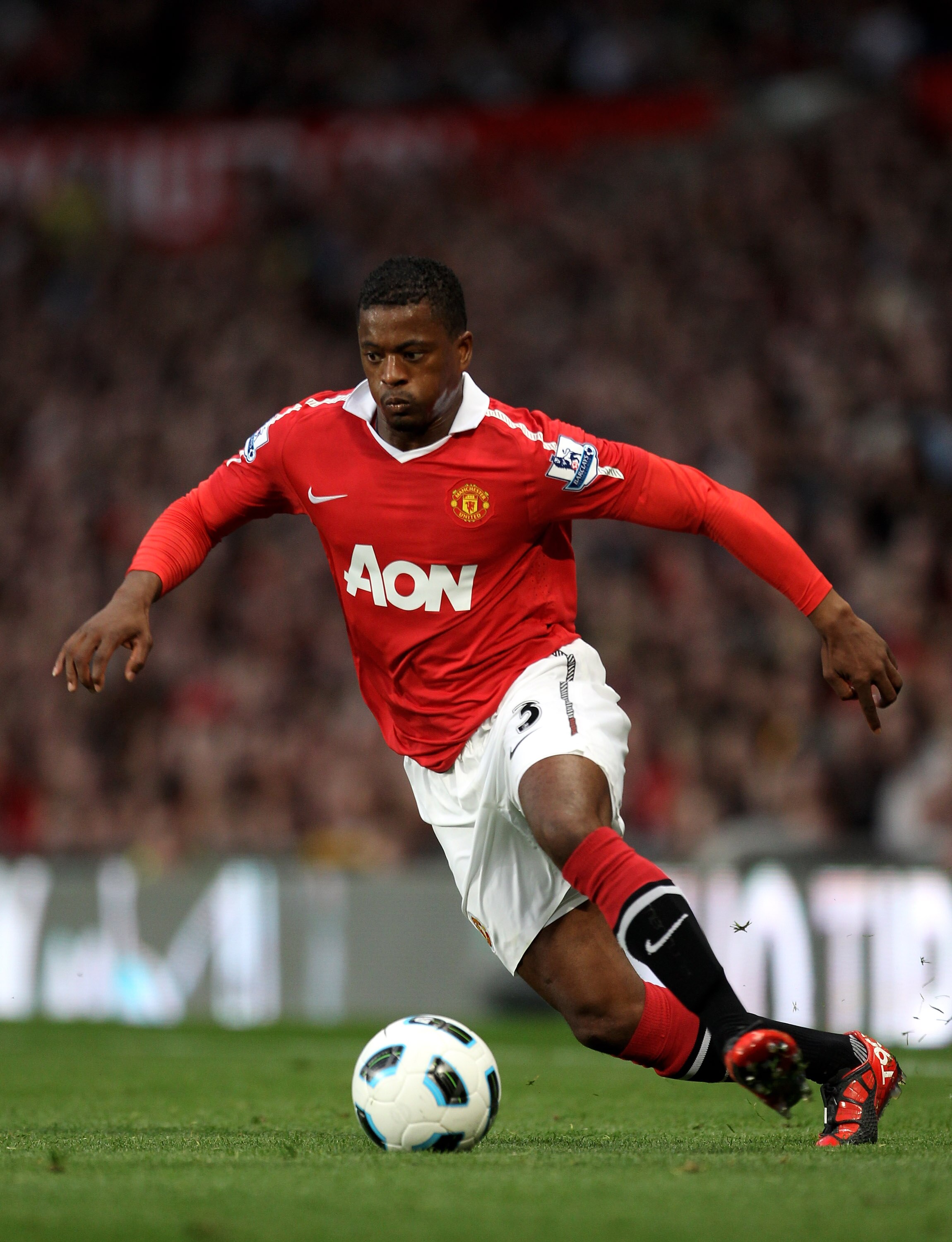 MANCHESTER, ENGLAND - AUGUST 16: Patrice Evra of Manchester United in action during the Barclays Premier League match between Manchester United and Newcastle United at Old Trafford on August 16, 2010 in Manchester, England. (Photo by Alex Livesey/Getty MANCHESTER, ENGLAND - AUGUST 16: Patrice Evra of Manchester United in action during the Barclays Premier League match between Manchester United and Newcastle United at Old Trafford on August 16, 2010 in Manchester, England. (Photo by Alex Livesey/Getty