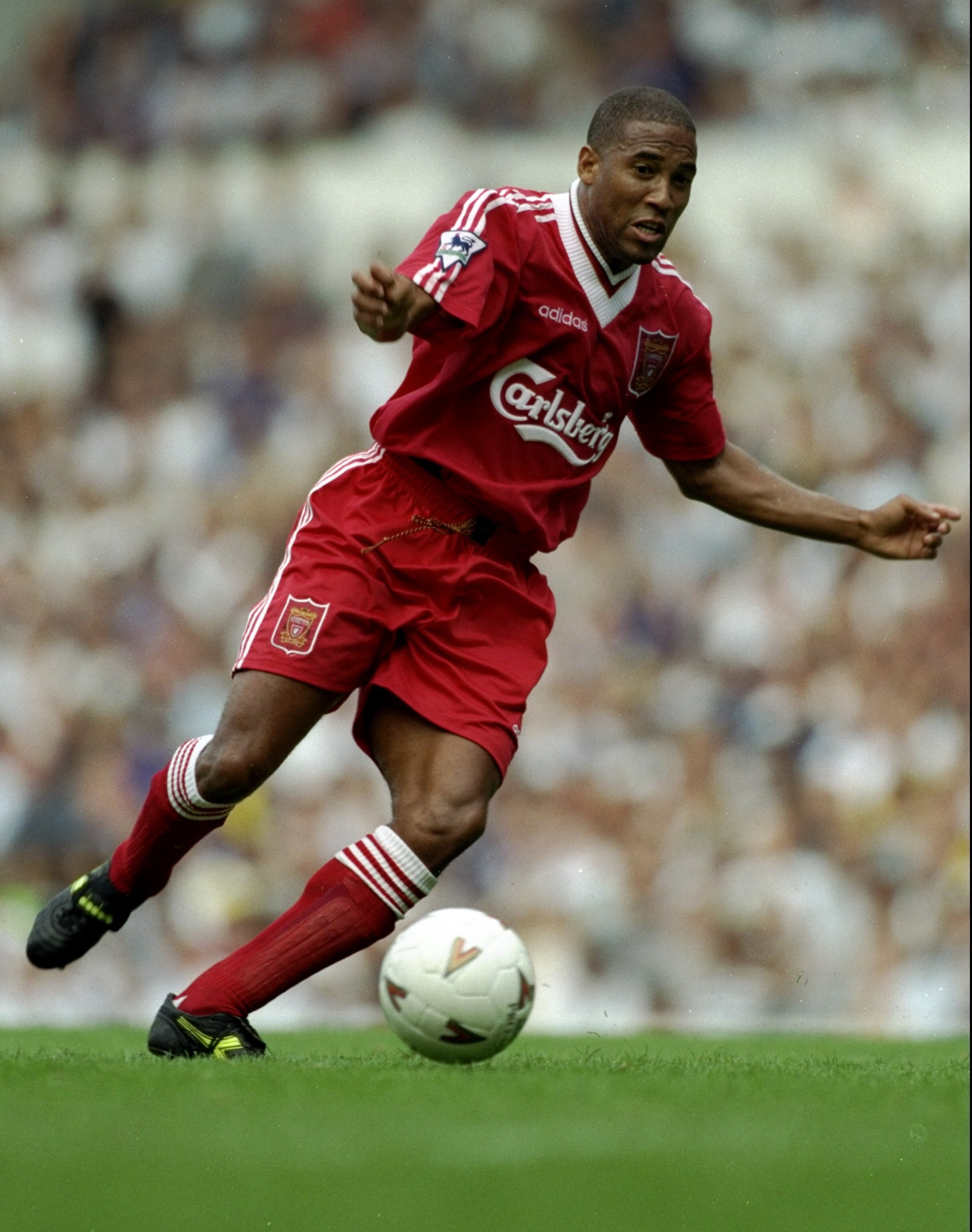 26 Aug 1995:  John Barnes of Liverpool in action during the FA Carling Premiership match against Tottenham Hotspur played at White Hart Lane in London, England. Liverpool won the match 3-1.  \ Mandatory Credit: Mark  Thompson/Allsport