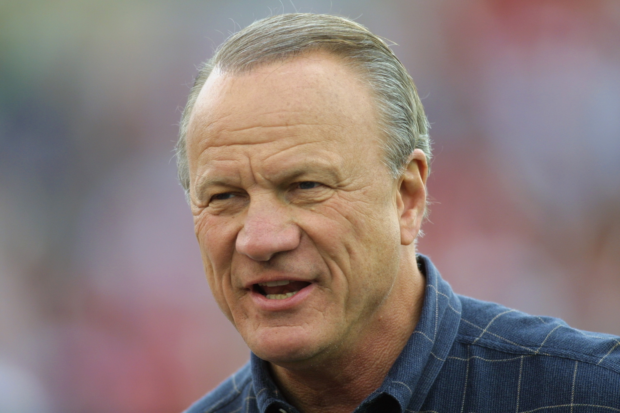 LUBBOCK, TX - NOVEMBER 17:  Former heac coach Barry Switzer of the Oklahoma Sooners stands on the field before the Big 12 Conference football game against the Texas Tech Red Raiders on November 17, 2001 at SBC Jones Stadium in Lubbock, Texas.  The Sooners