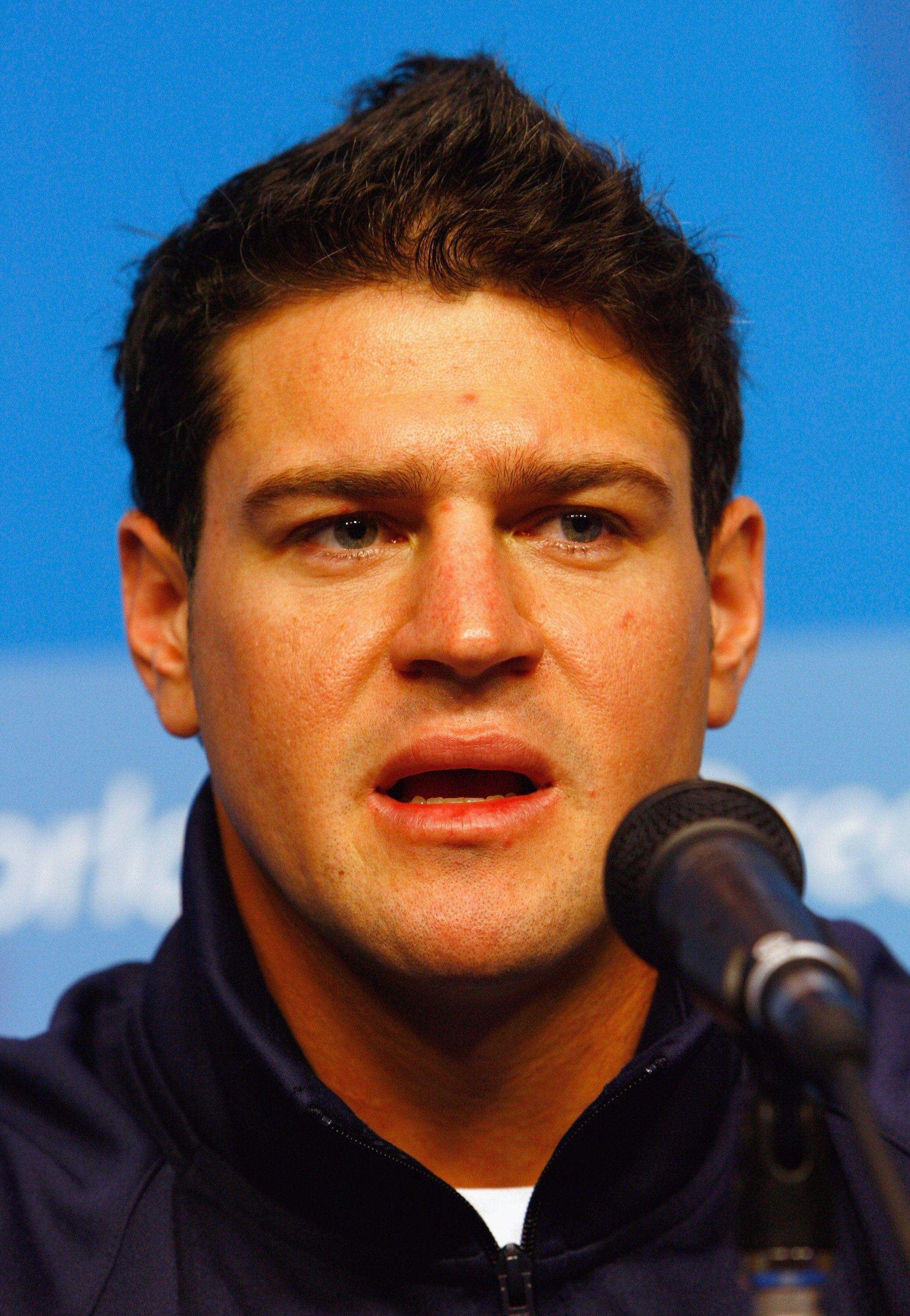 BEIJING - AUGUST 07:  Outfielder Matt LaPorta of the USA baseball team addresses the media during a press conference ahead of the Beijing 2008 Olympics at the Main Press Center on August 7, 2008 in Beijing, China. (Photo by Jeff Gross/Getty Images)