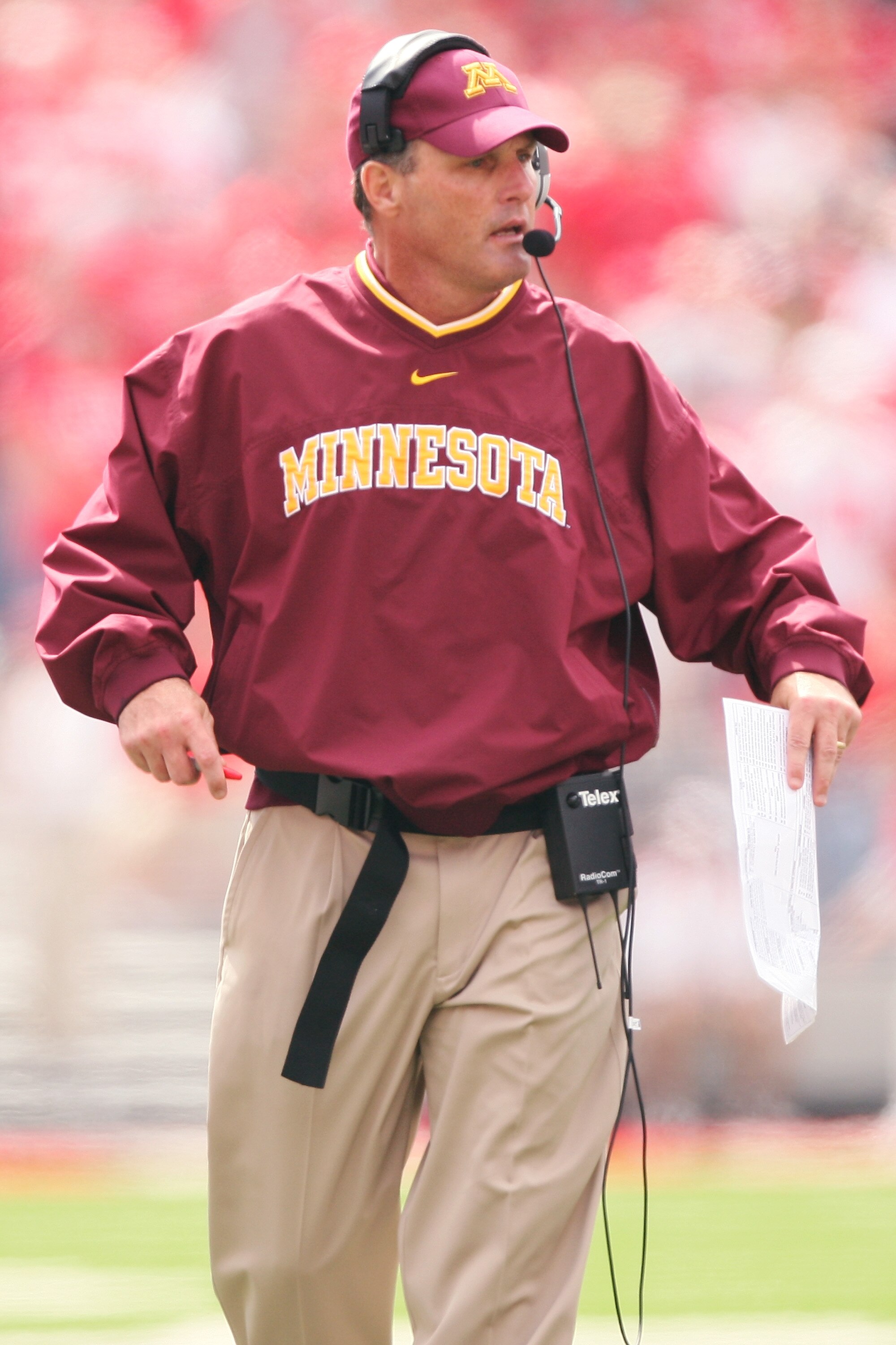 COLUMBUS, OH - SEPTEMBER 27: Minnesota Golden Gophers head coach Tim Brewster watches his team in action against the Ohio State Buckeyes on September 27, 2008 at Ohio Stadium in Columbus, Ohio. (Photo by Jamie Sabau/Getty Images) COLUMBUS, OH - SEPTEMBER 27: Minnesota Golden Gophers head coach Tim Brewster watches his team in action against the Ohio State Buckeyes on September 27, 2008 at Ohio Stadium in Columbus, Ohio. (Photo by Jamie Sabau/Getty Images)